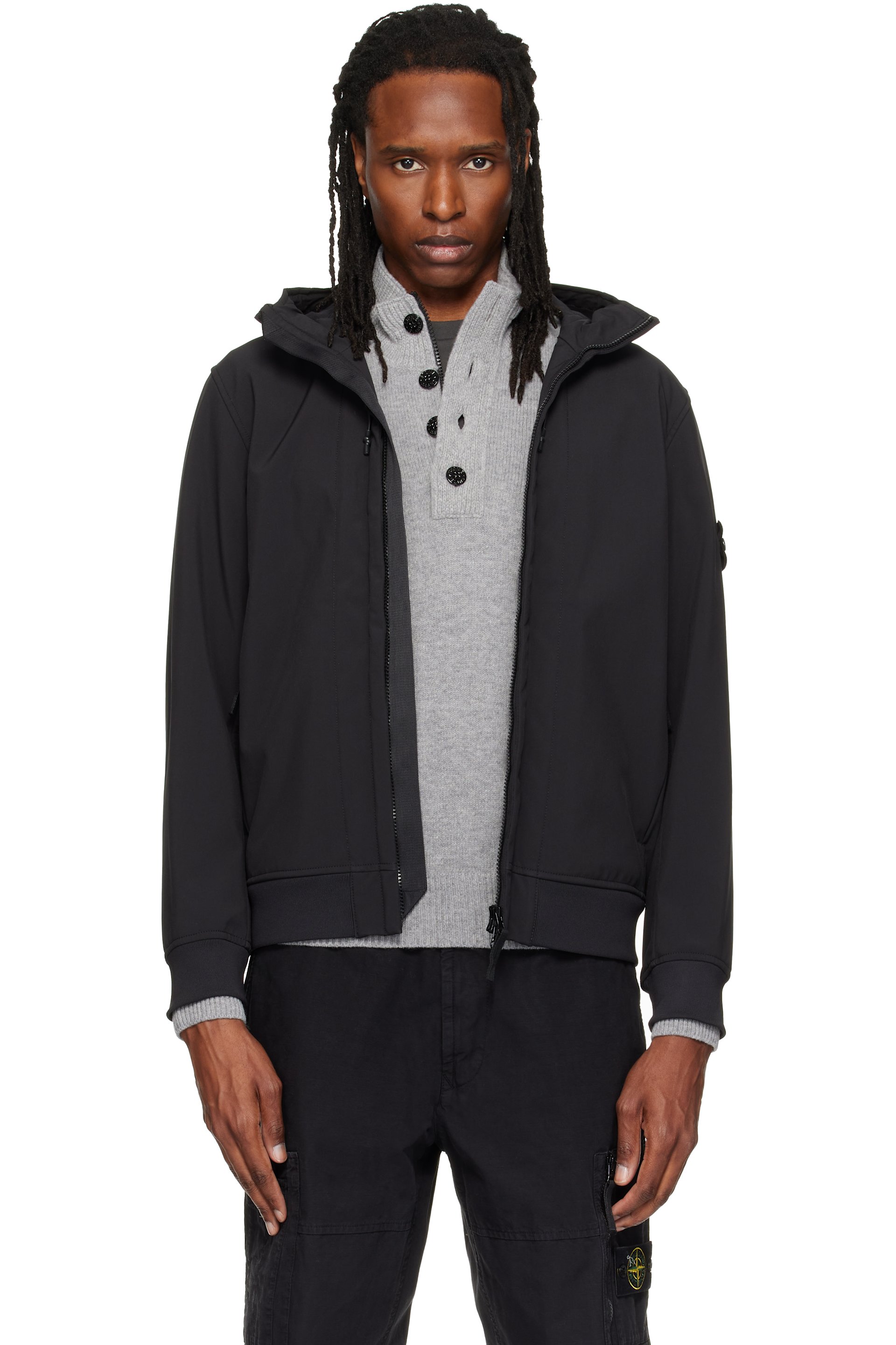 Stone Island - Black Q100004 Soft Shell-R_E.DYE Technology Jacket