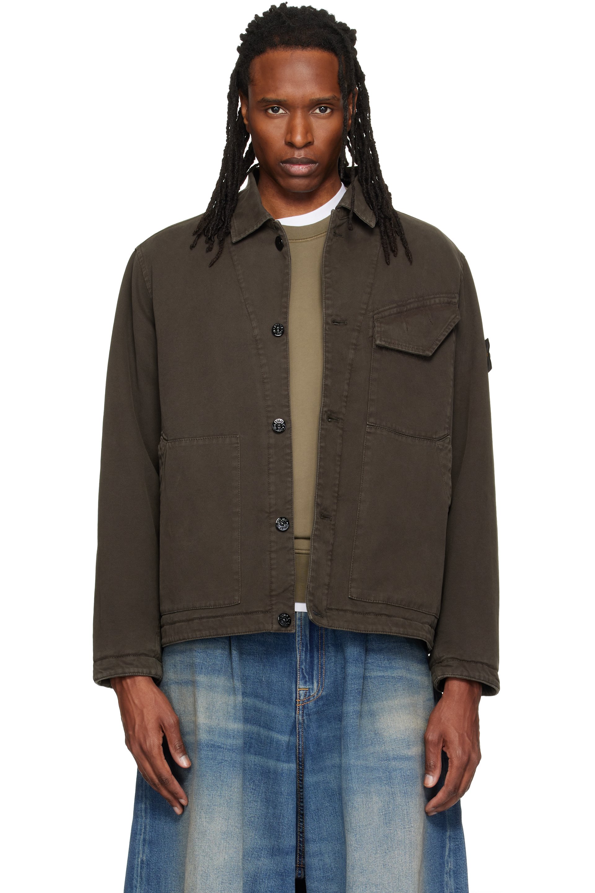 Stone Island - Gray 4100048 Organic Panama Cotton Jacket