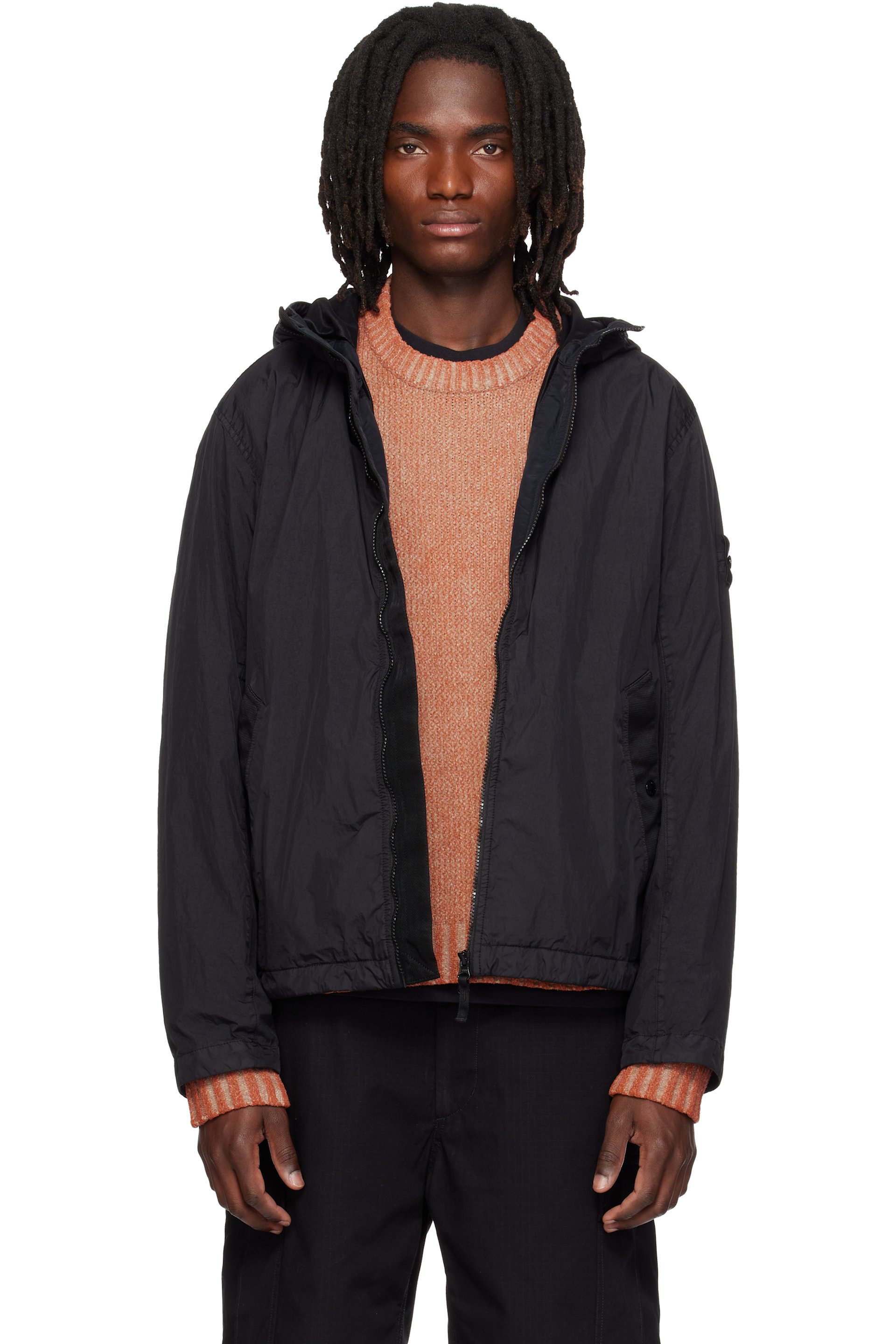 Stone Island - Black 4100001 Crinkled Reps NY Jacket