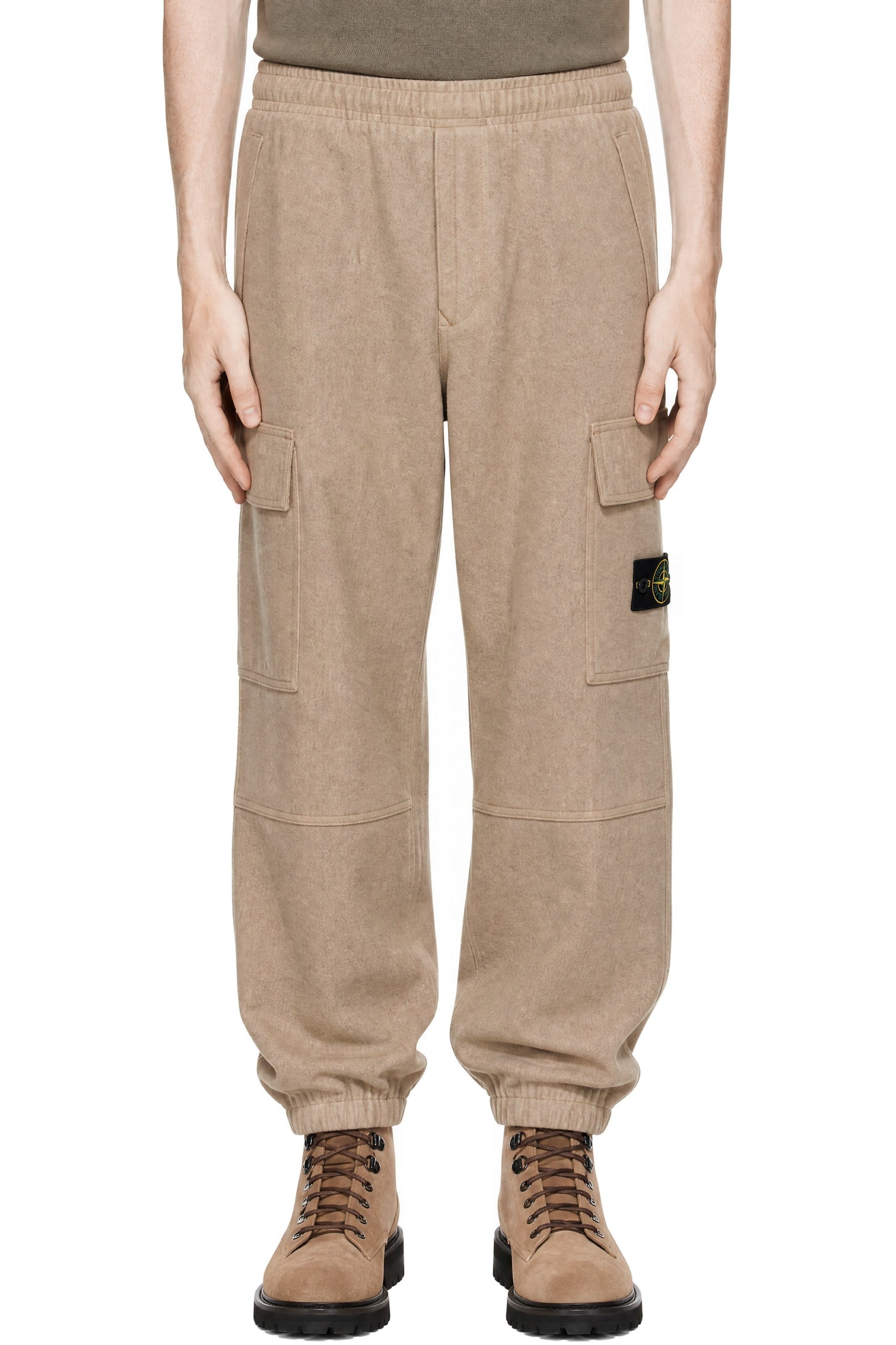 Stone Island - Brown Wool Nylon Flannel-TC Cargo Pants