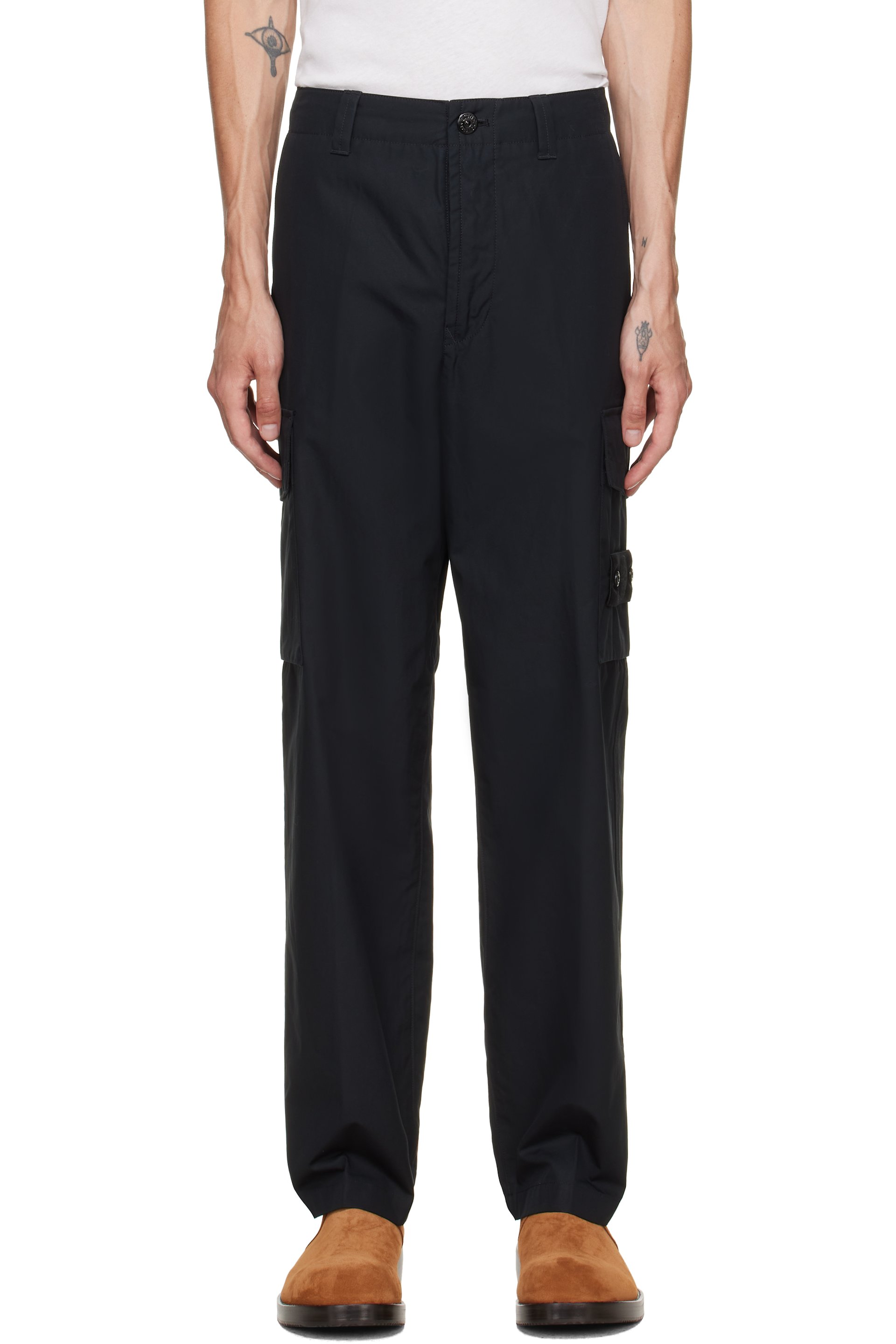 Stone Island - Black 3100021 All-Weather Cotton Canvas_S.I. Ghost Cargo Pants