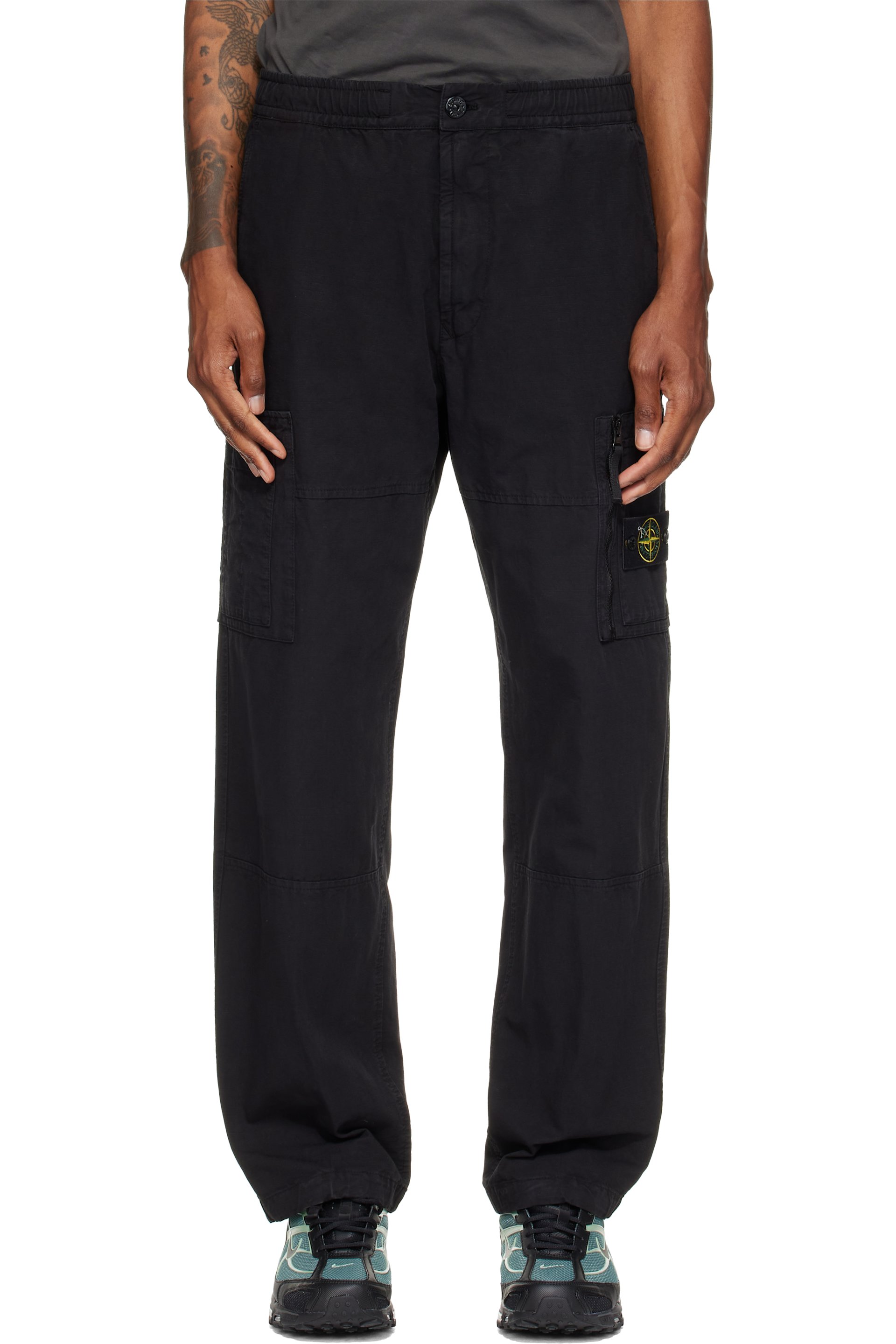 Stone Island - Black 3100015 Organic Cotton Ripstop Cargo Pants