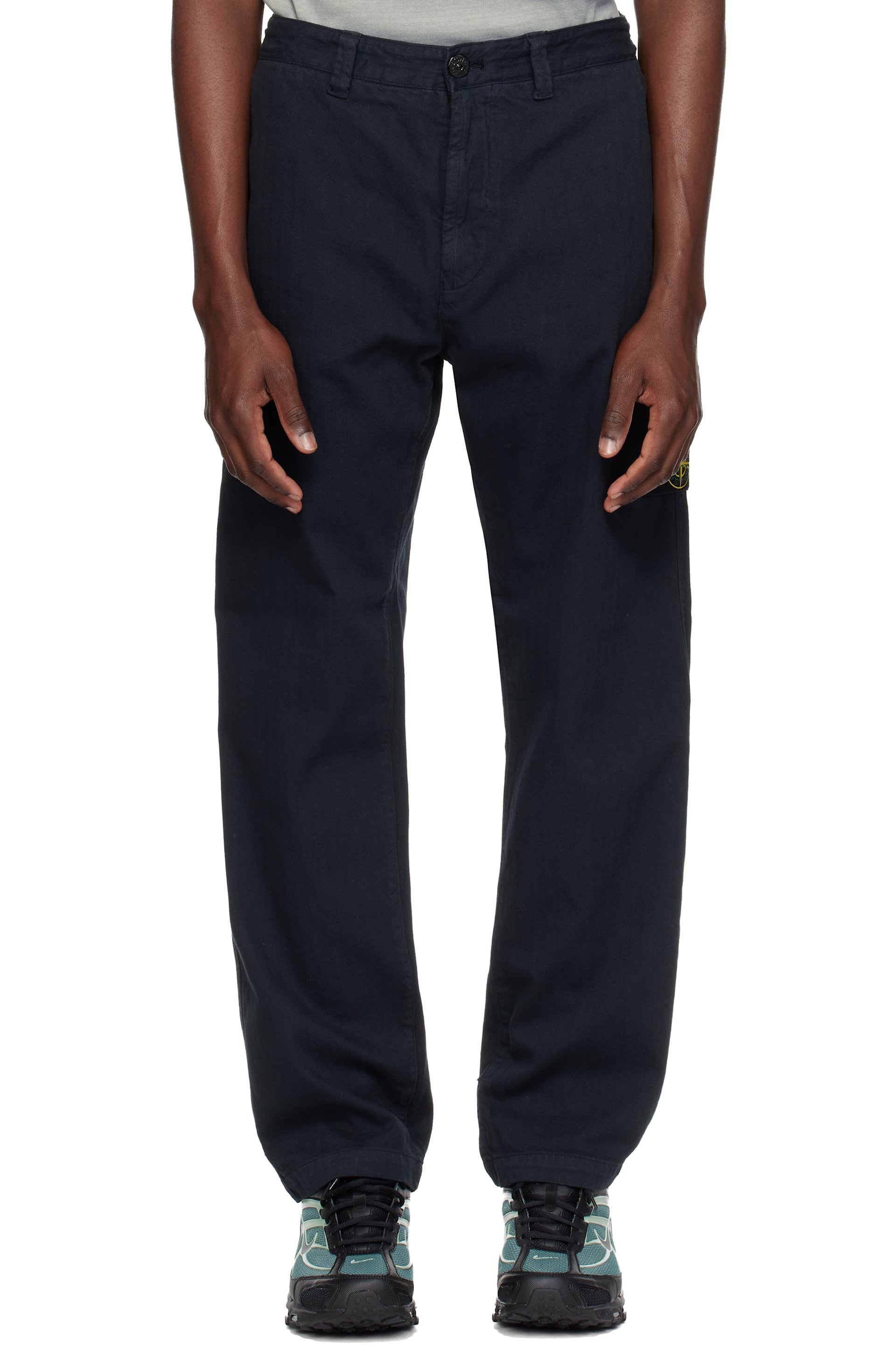 Stone Island - Navy 3100052 Cotton Herringbone Trousers