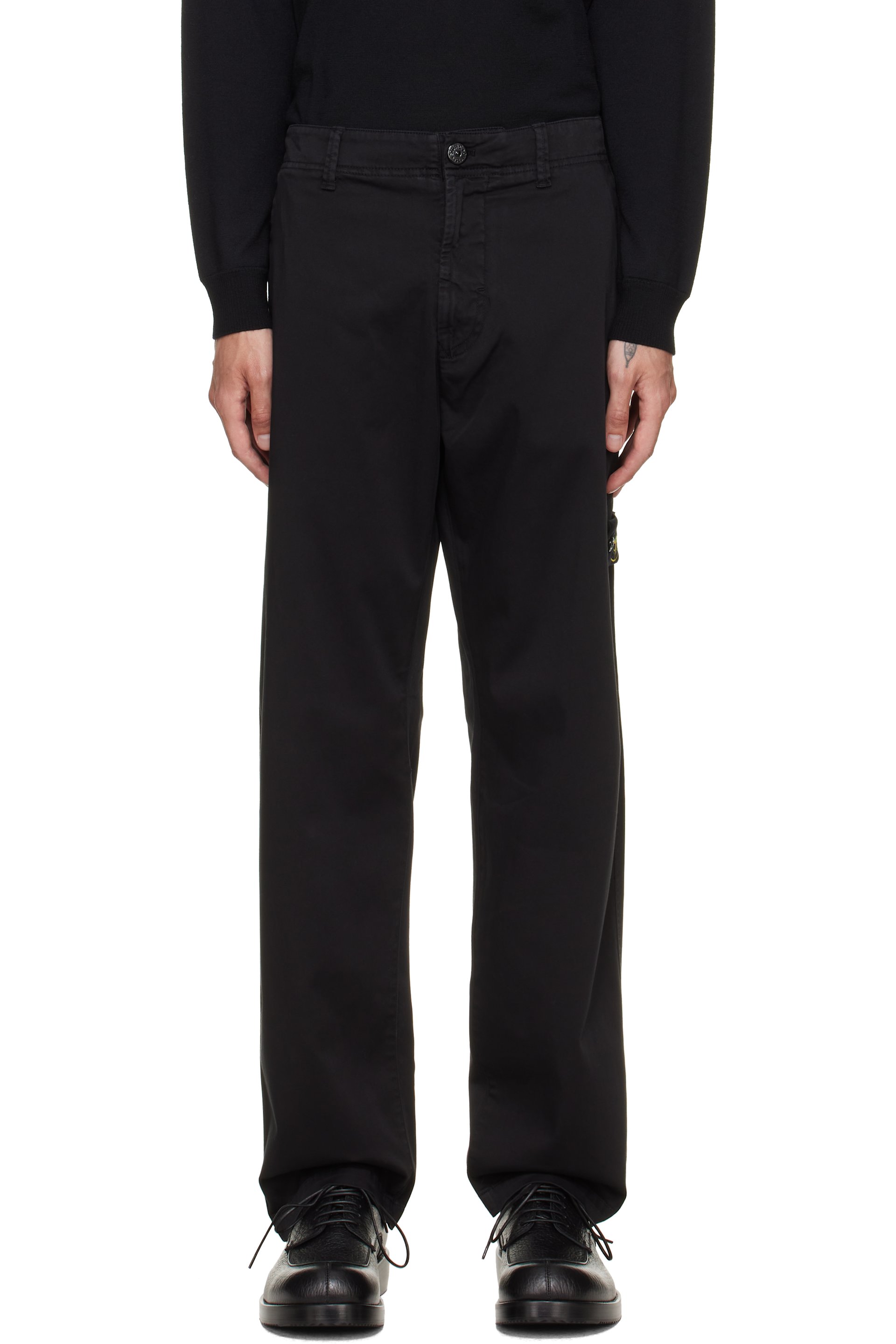 Stone Island - Black 3100012 Stretch Organic Cotton Satin Trousers