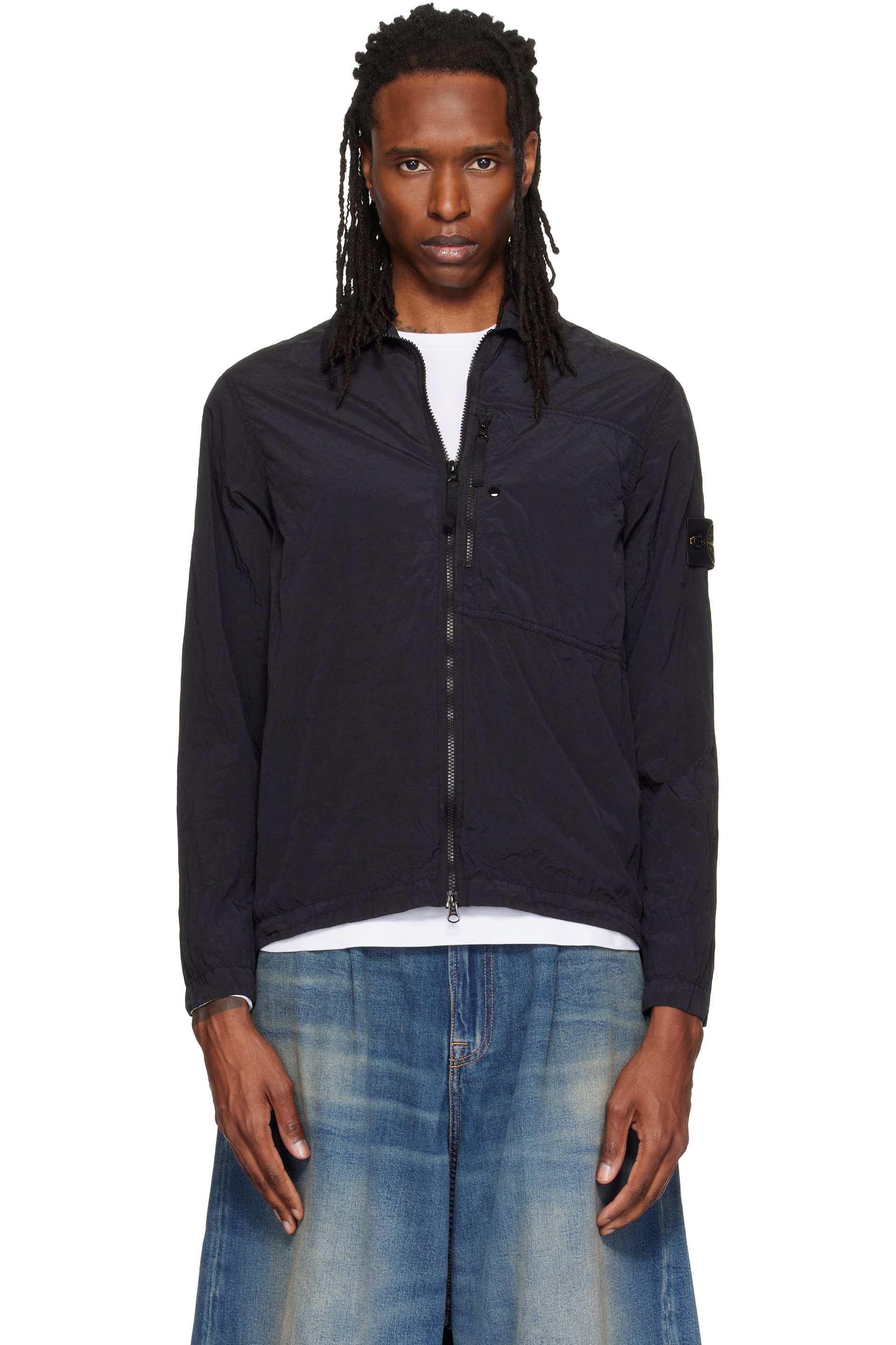 Stone Island - Surchemise 1200041 noir en nylon iridescent