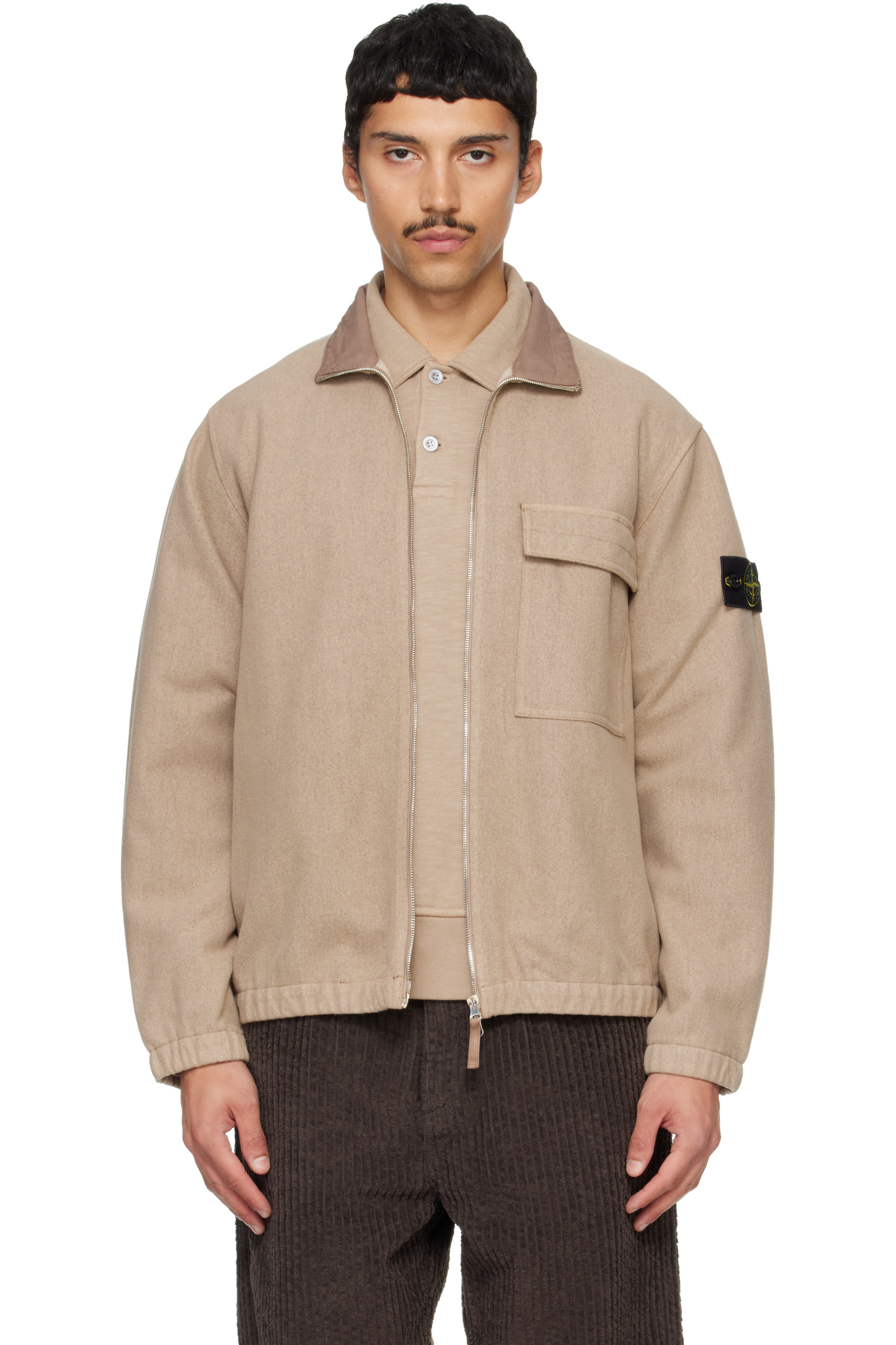 Stone Island - Beige 1200033 Wool Nylon Flannel Jacket