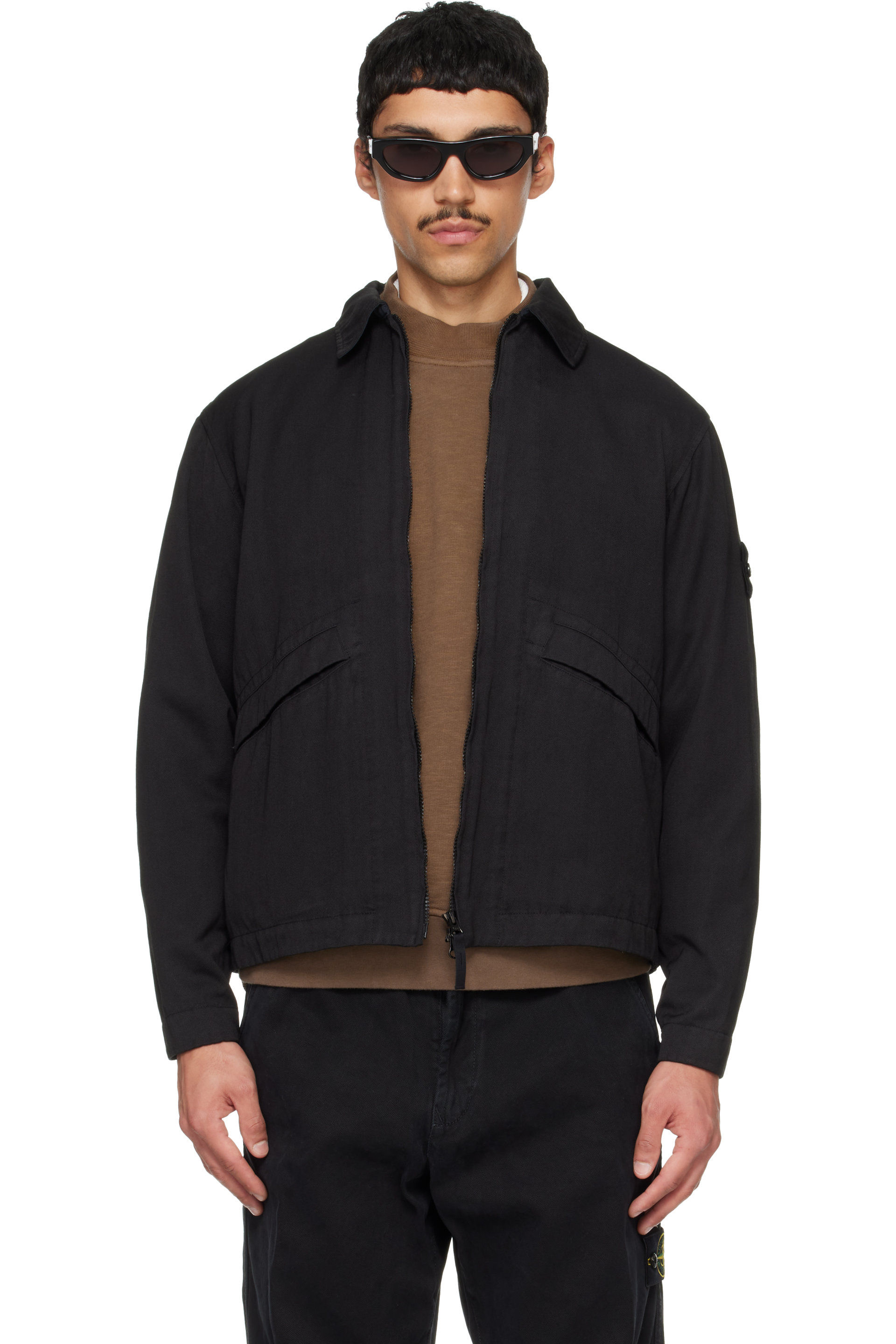 Stone Island - Black 1200021 Raw Hand Wool Cotton Gabardine Jacket