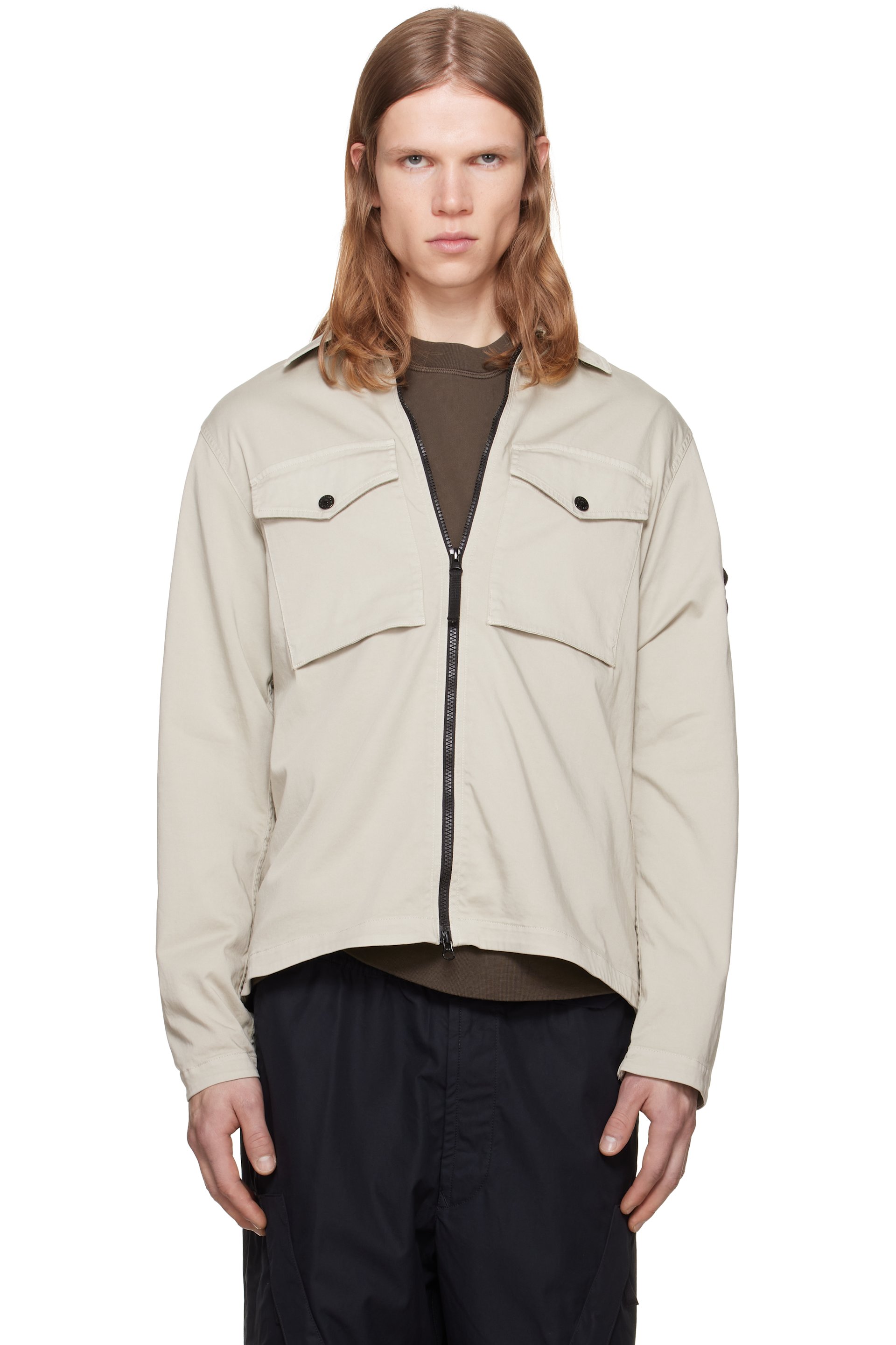 Stone Island - Chemise 1200010 beige en coton bio