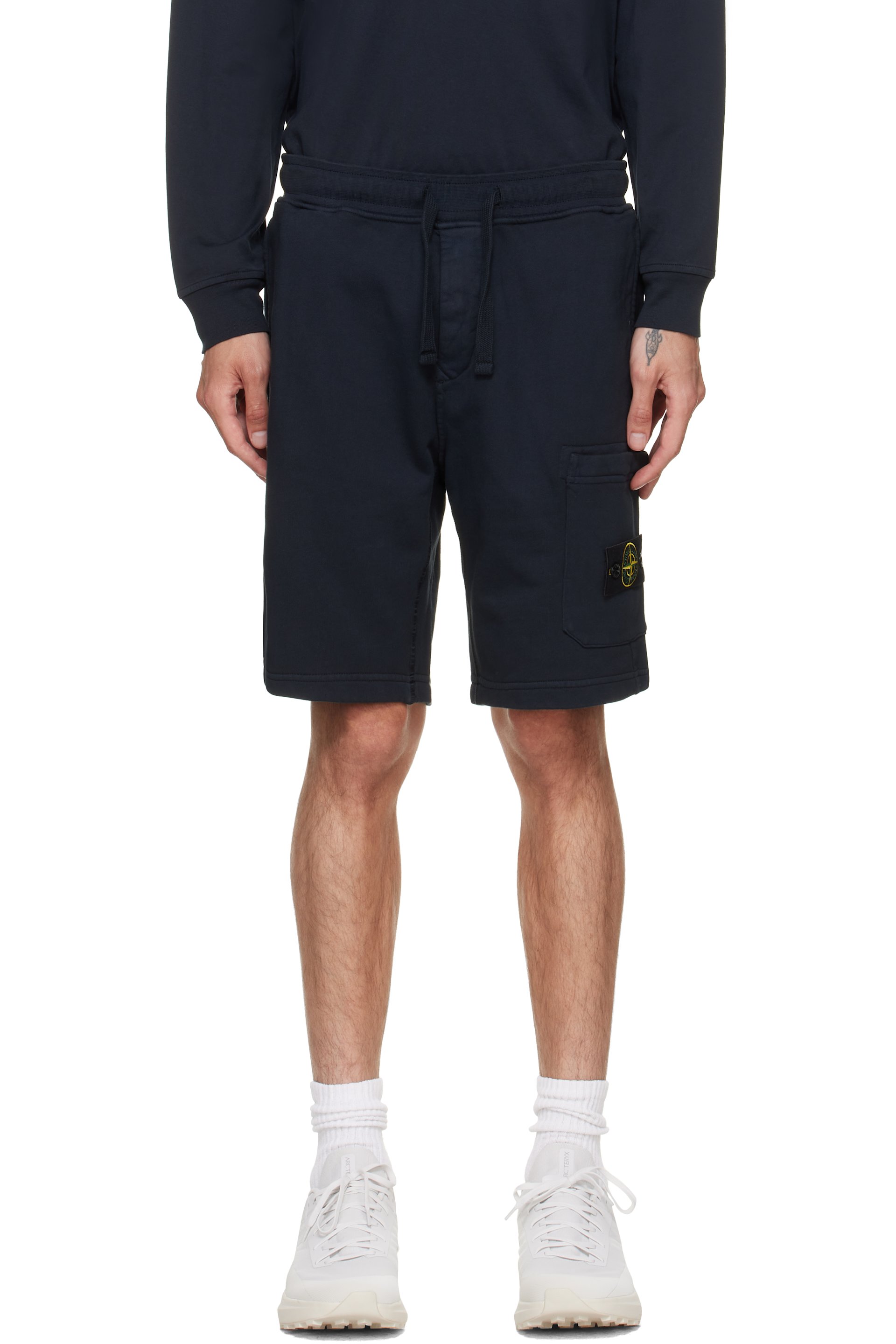 Stone Island - Navy 6200011 Organic Cotton Fleece Sweat Shorts