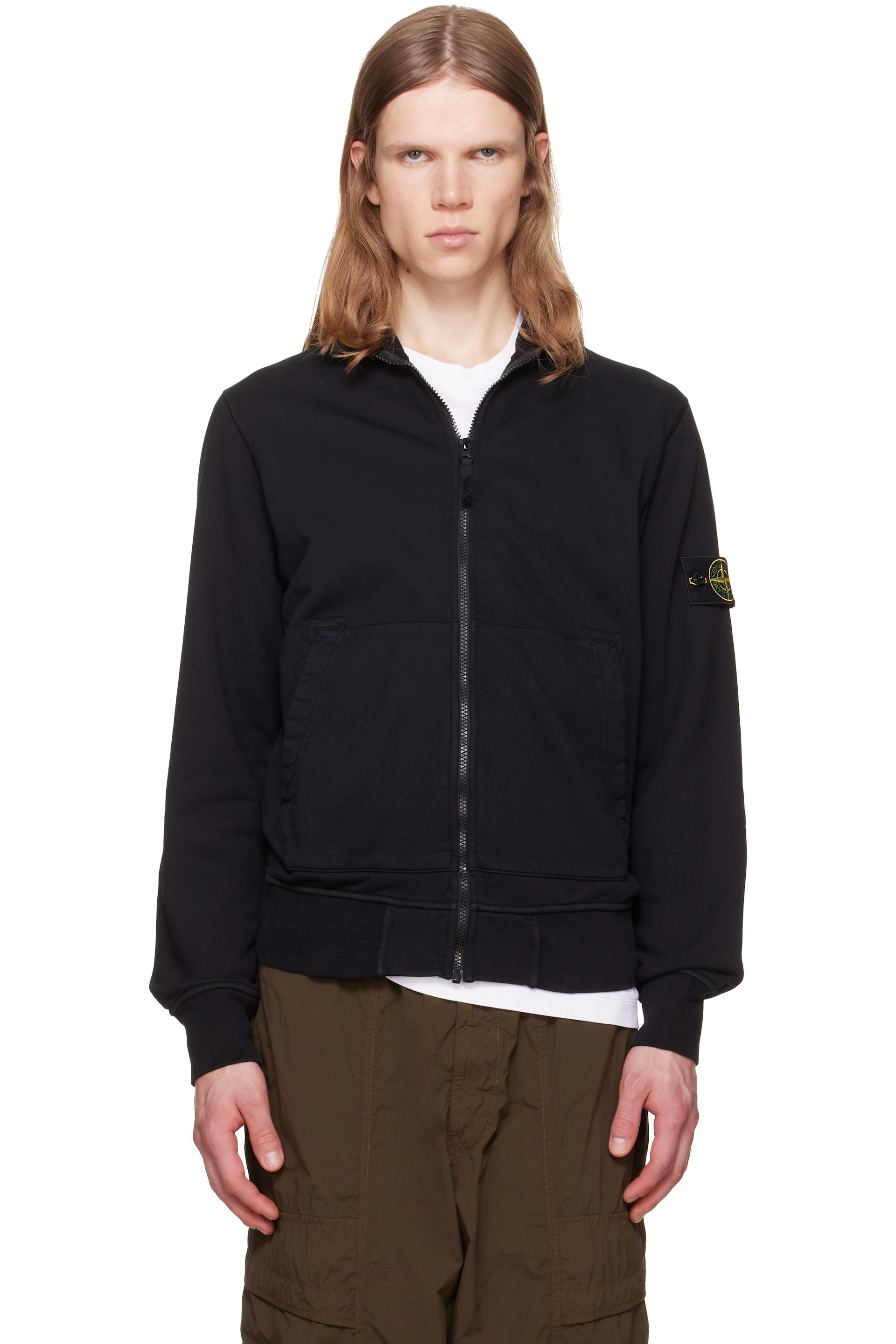 Stone Island - Black 610063 Organic Cotton Fleece Sweatshirt