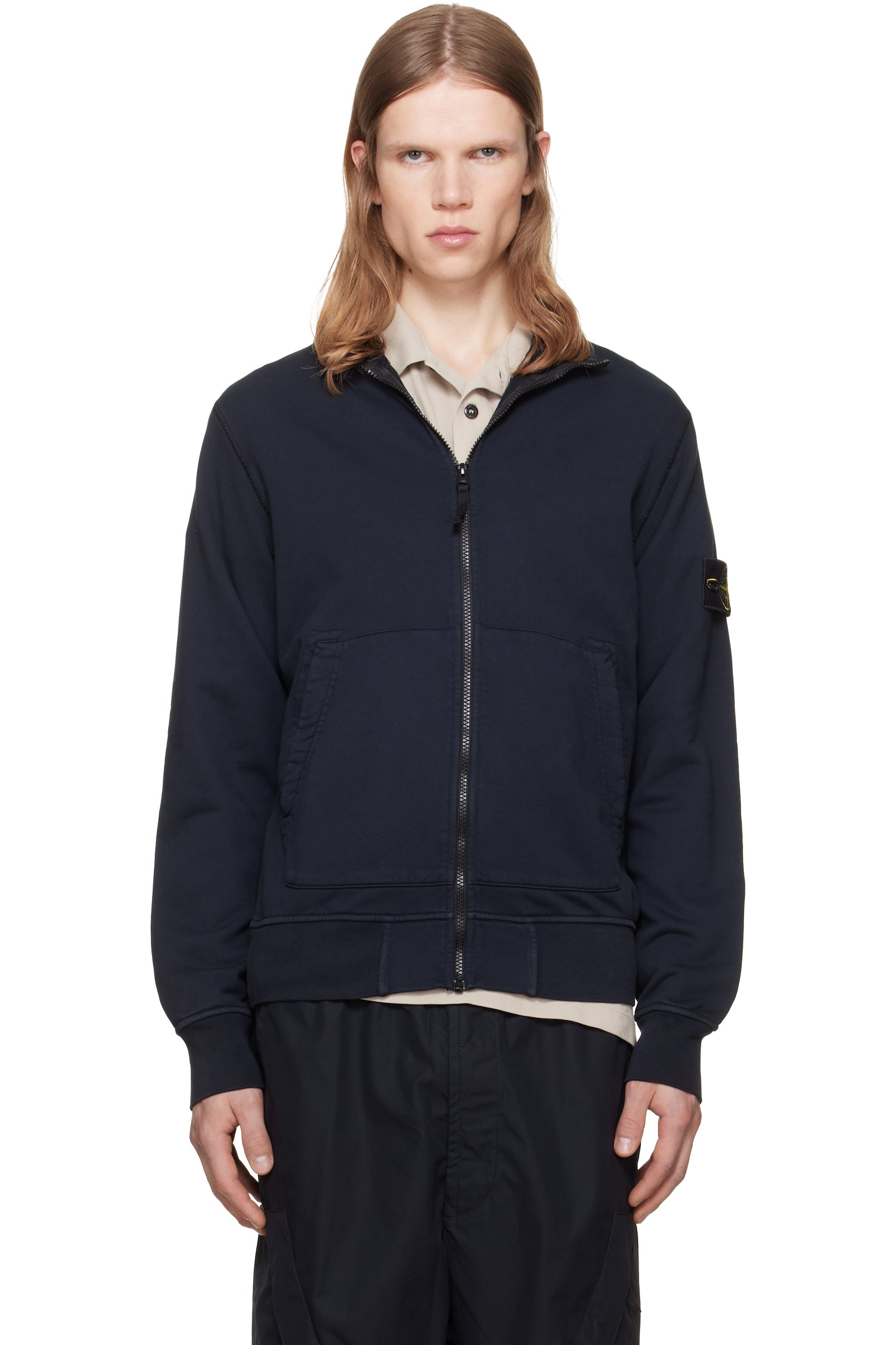 Stone Island - Navy 610063 Organic Cotton Fleece Sweatshirt