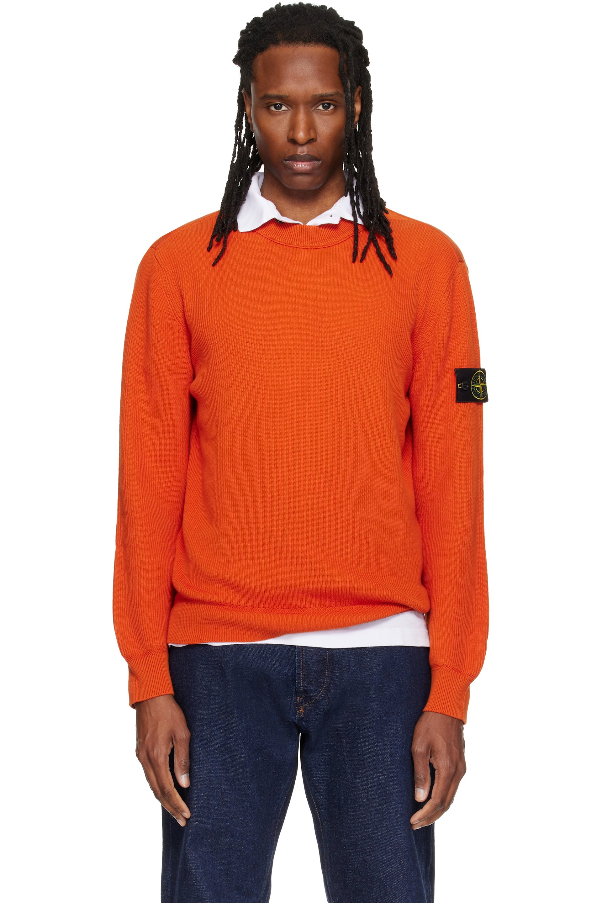 Stone Island - Orange 5100154 Ribbed Soft Organic Cotton Sweater