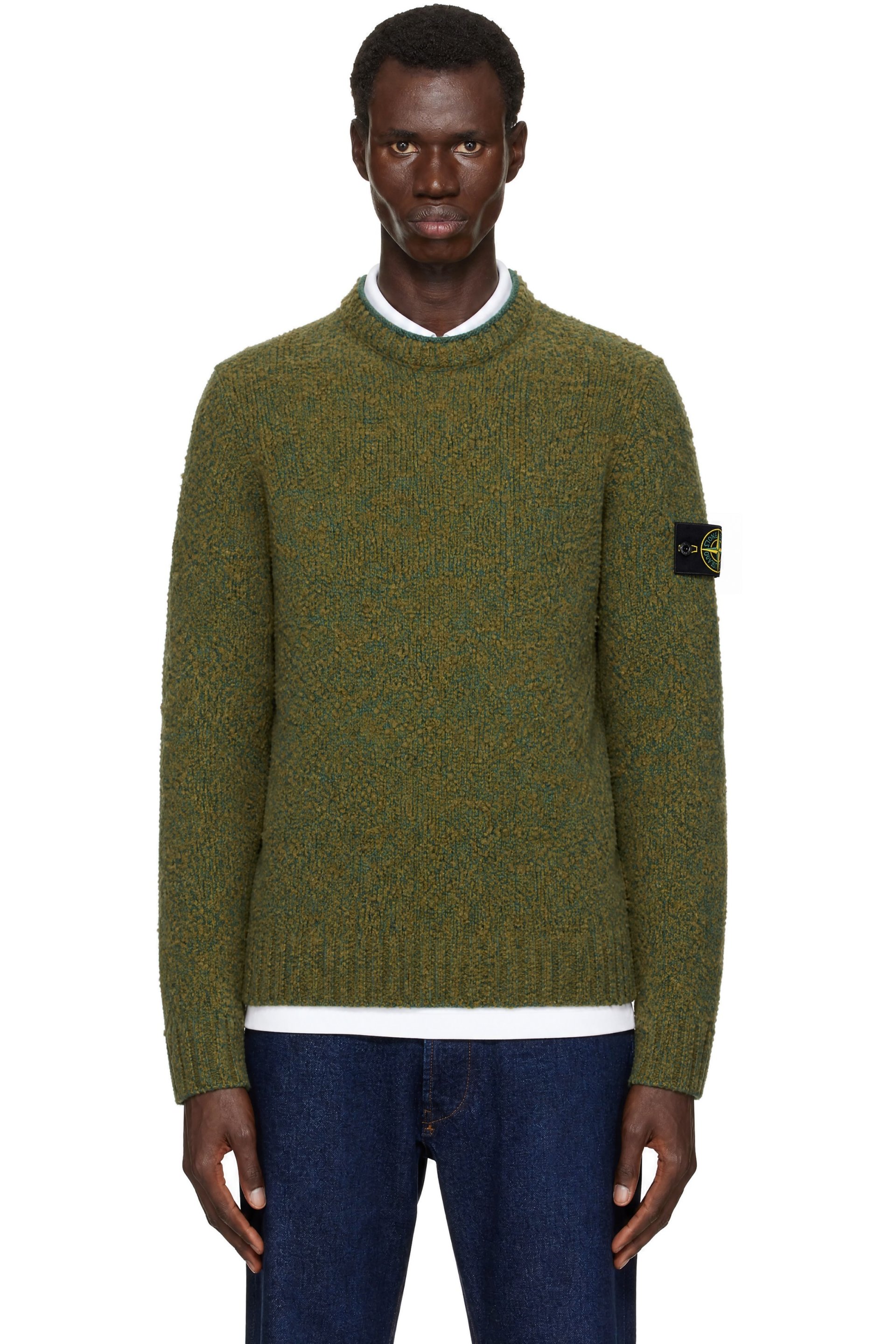 Stone Island - Green 5100031 Speckled Wool Nylon Sweater