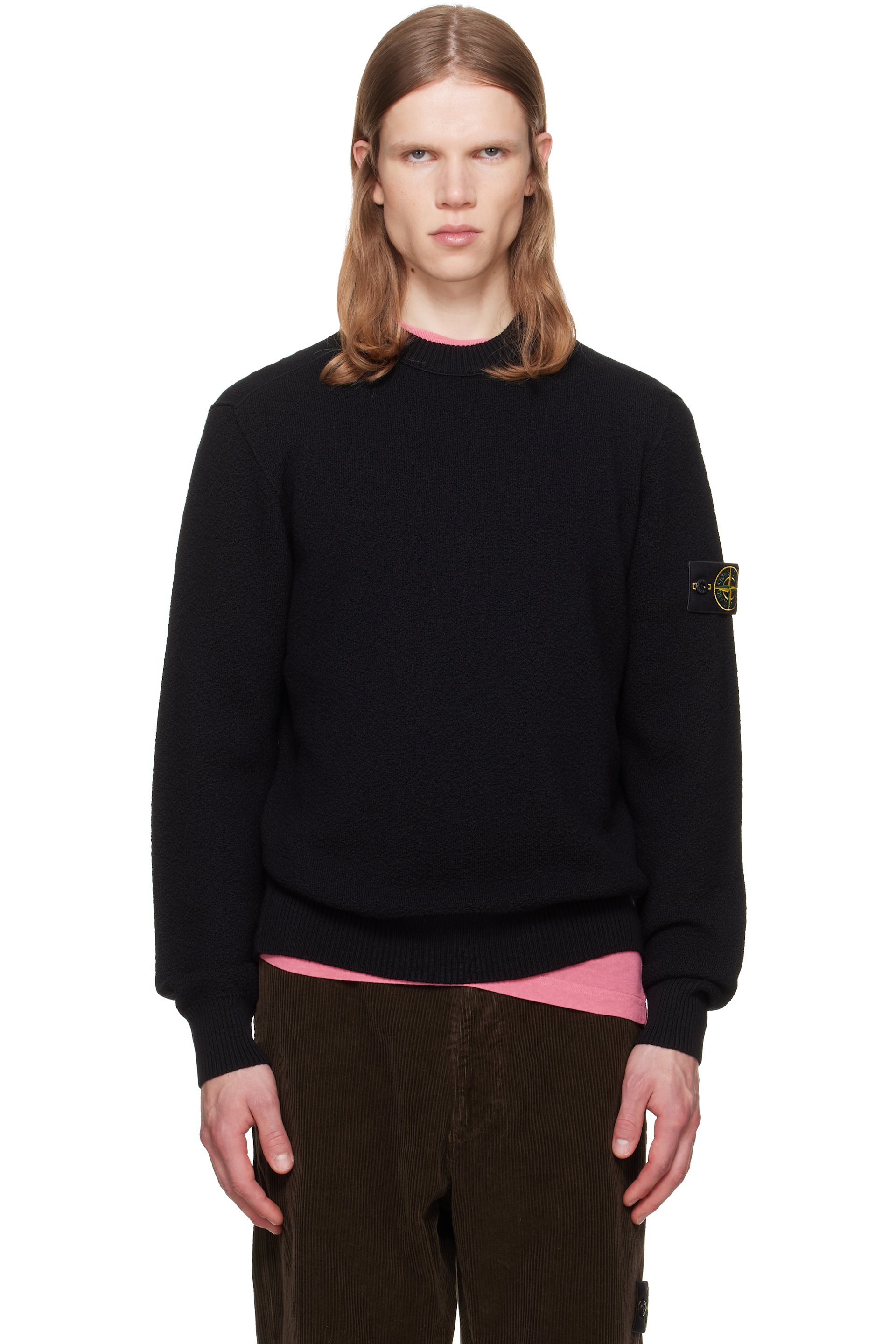 Stone Island - Pull 5100011 noir en laine certifiée RWS