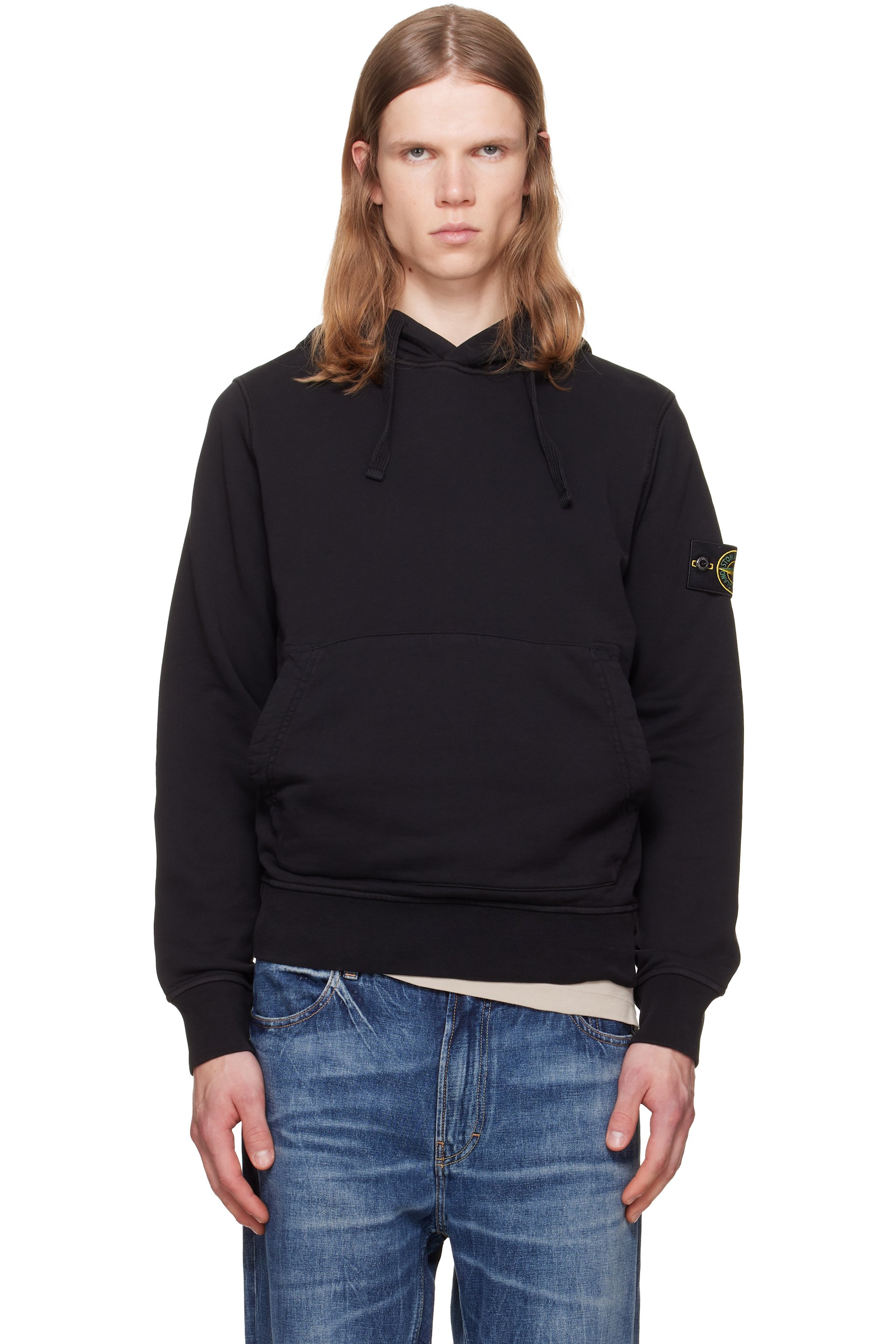 Stone Island - Pull à capuche 6100062 noir en coton bio