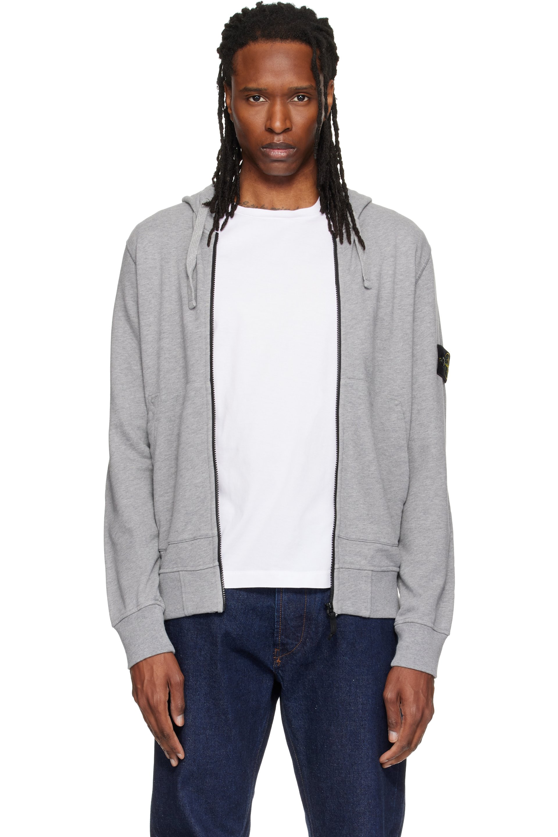 Stone Island - Gray 6100061 Organic Mélange Cotton Hoodie