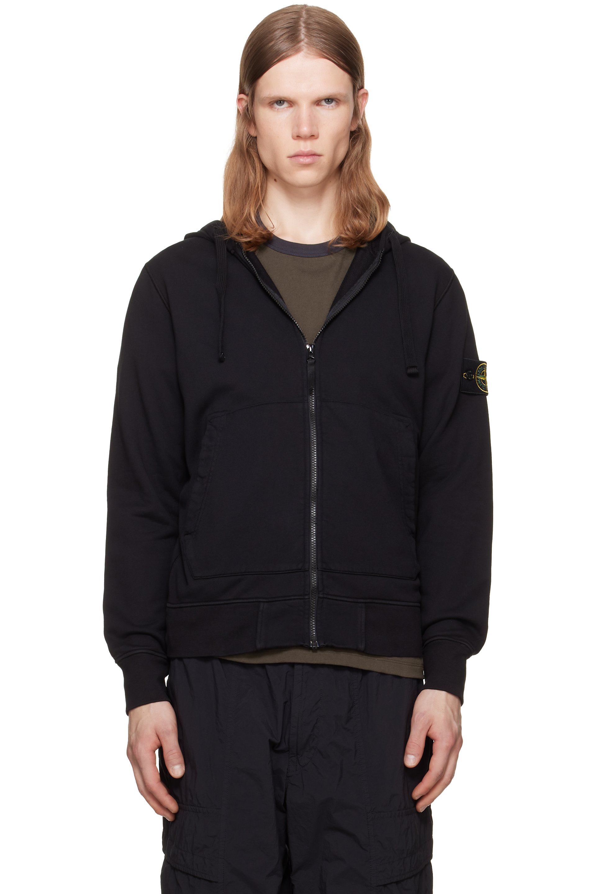 Stone Island - Black 6100061 Organic Cotton Fleece Hoodie