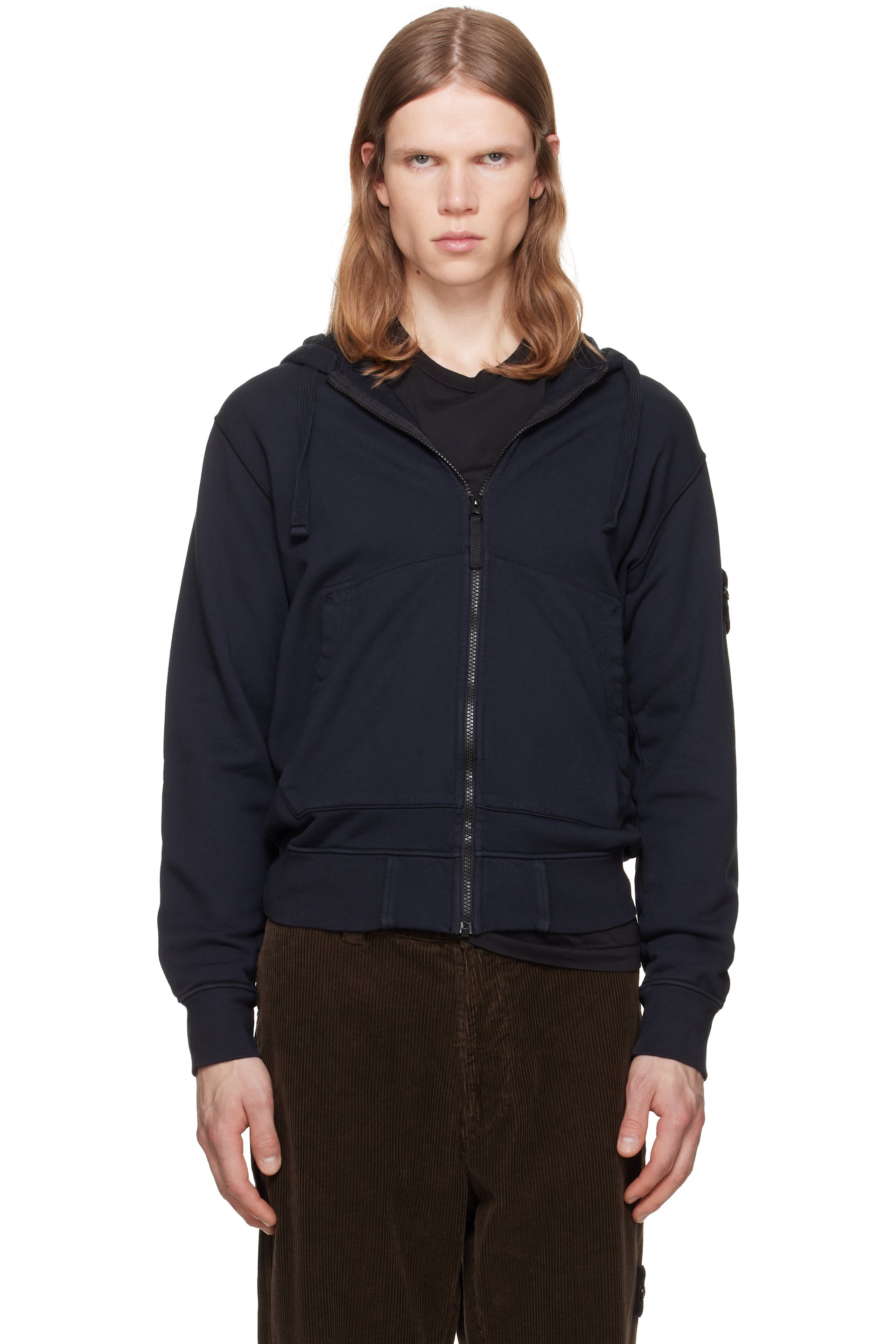 Stone Island - Navy 6100061 Organic Cotton Fleece Hoodie