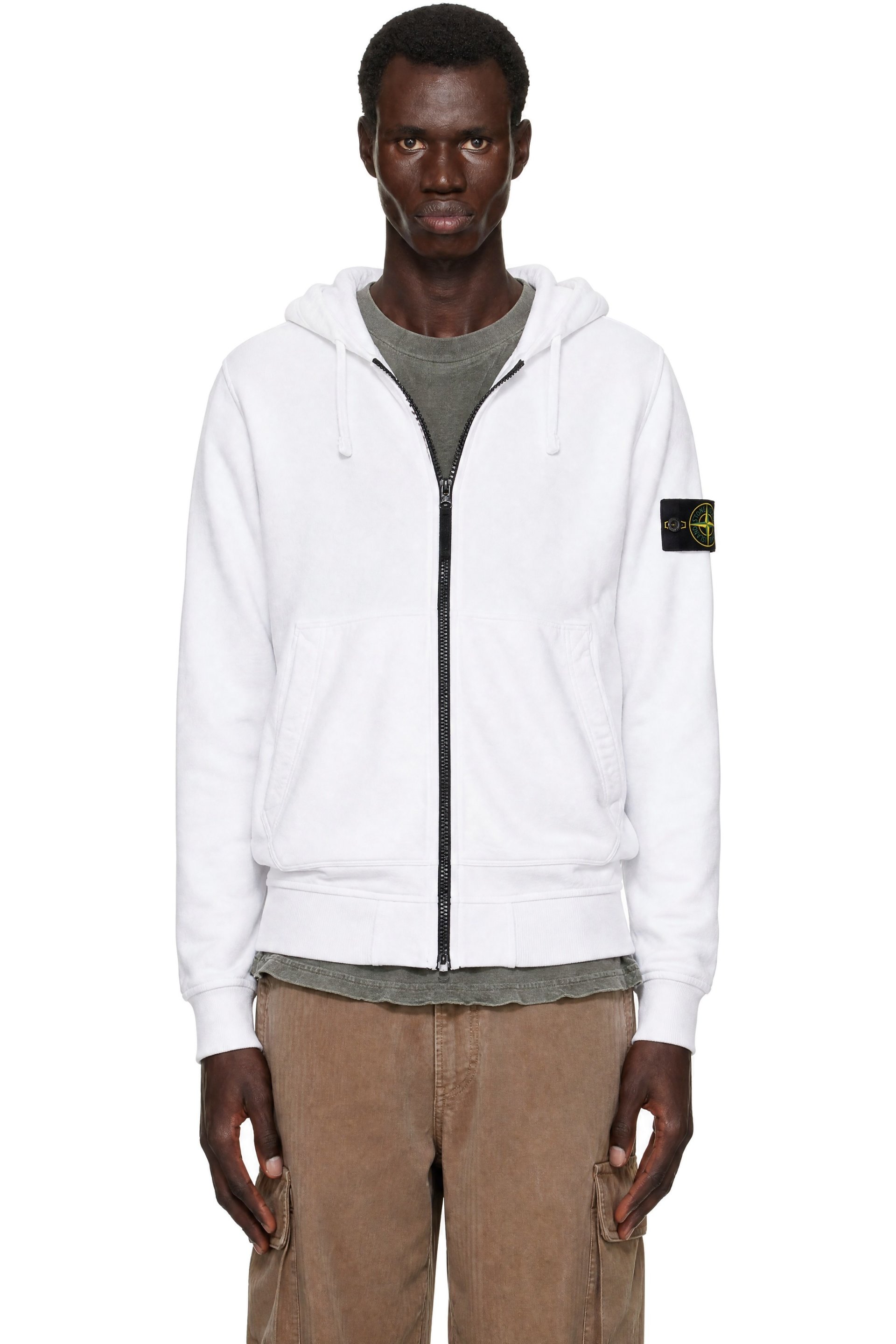 Stone Island - White 6100061 Organic Cotton Fleece Hoodie