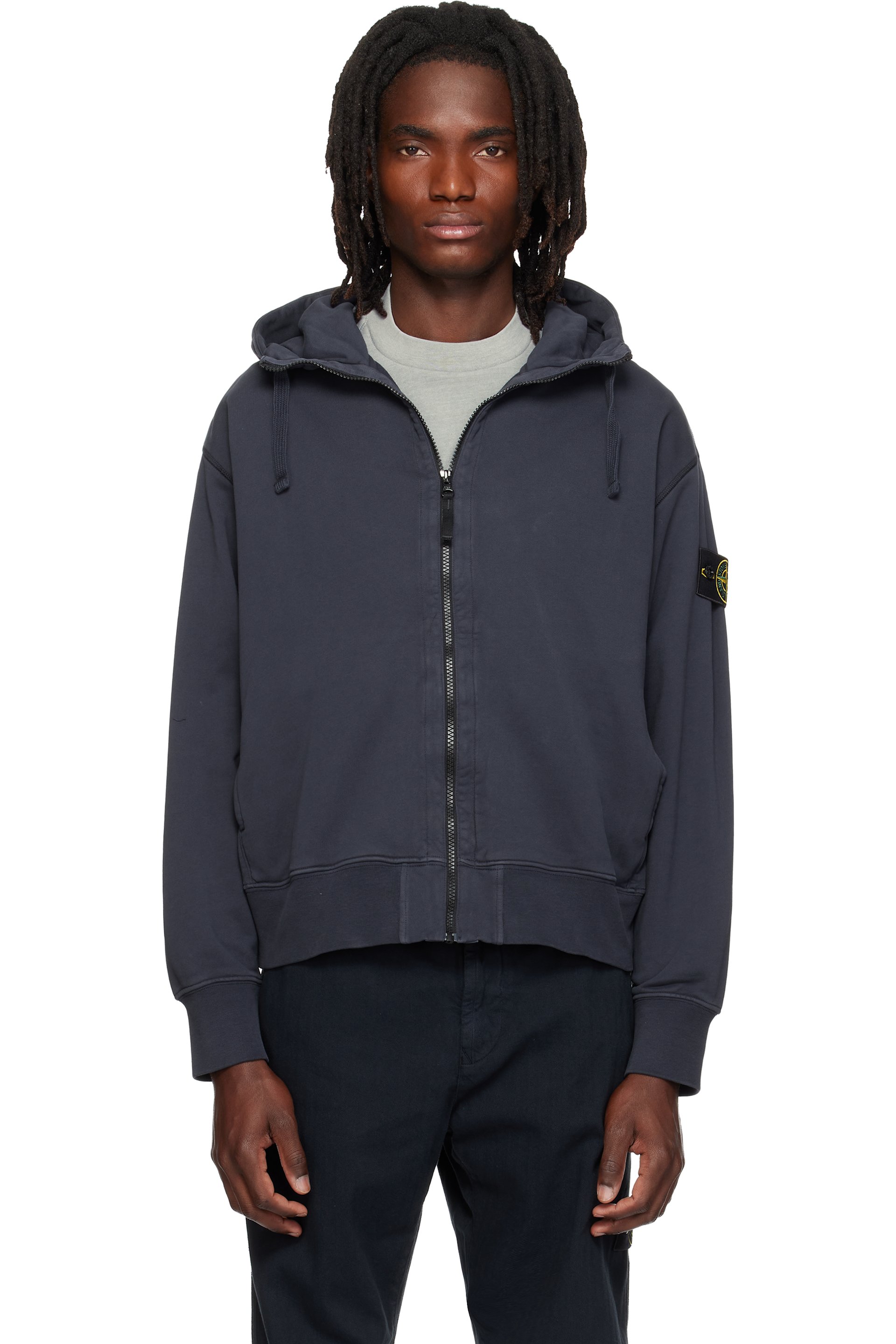 Stone Island - Navy 6100009 Organic Cotton Fleece Hoodie