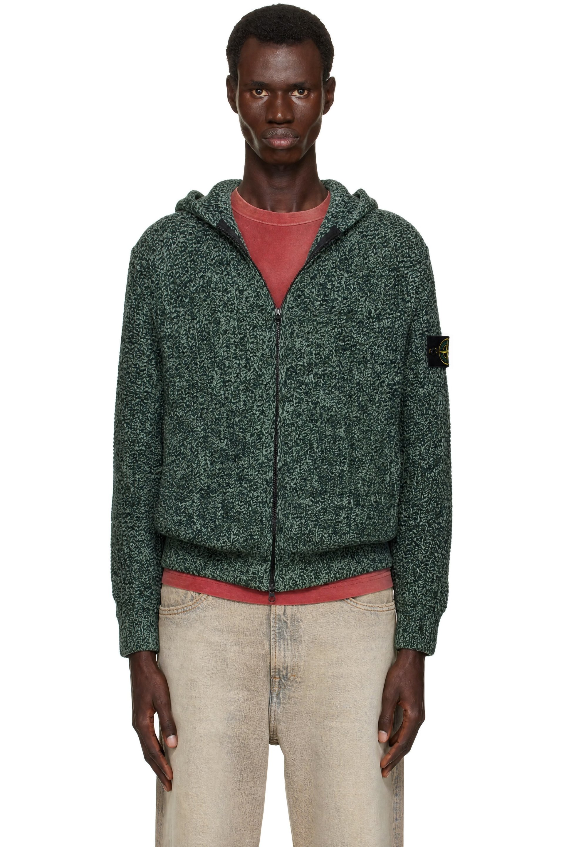 Stone Island - Green 5100065 Mouliné Cotton Chenille Hoodie