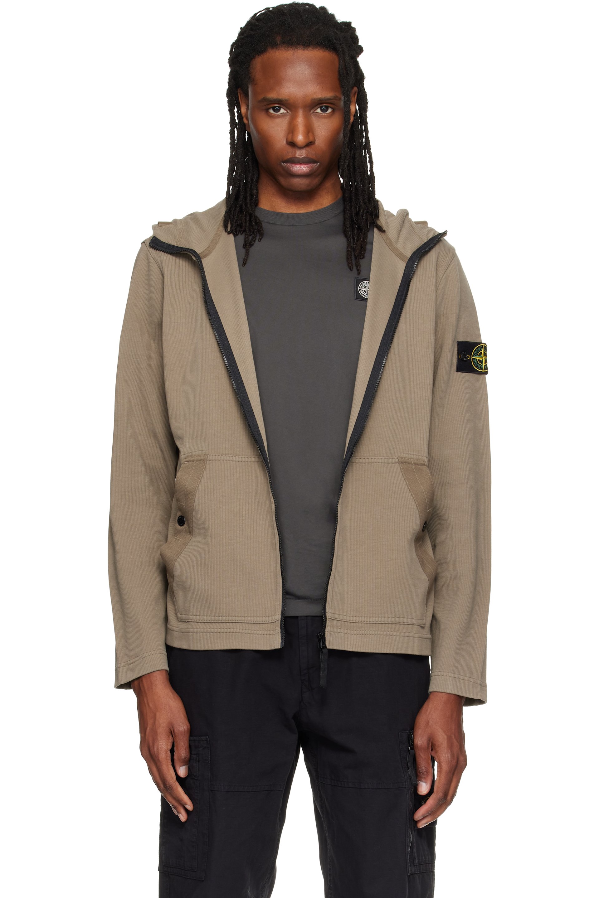 Stone Island - Khaki 6100020 Organic Cotton Interlock Hoodie