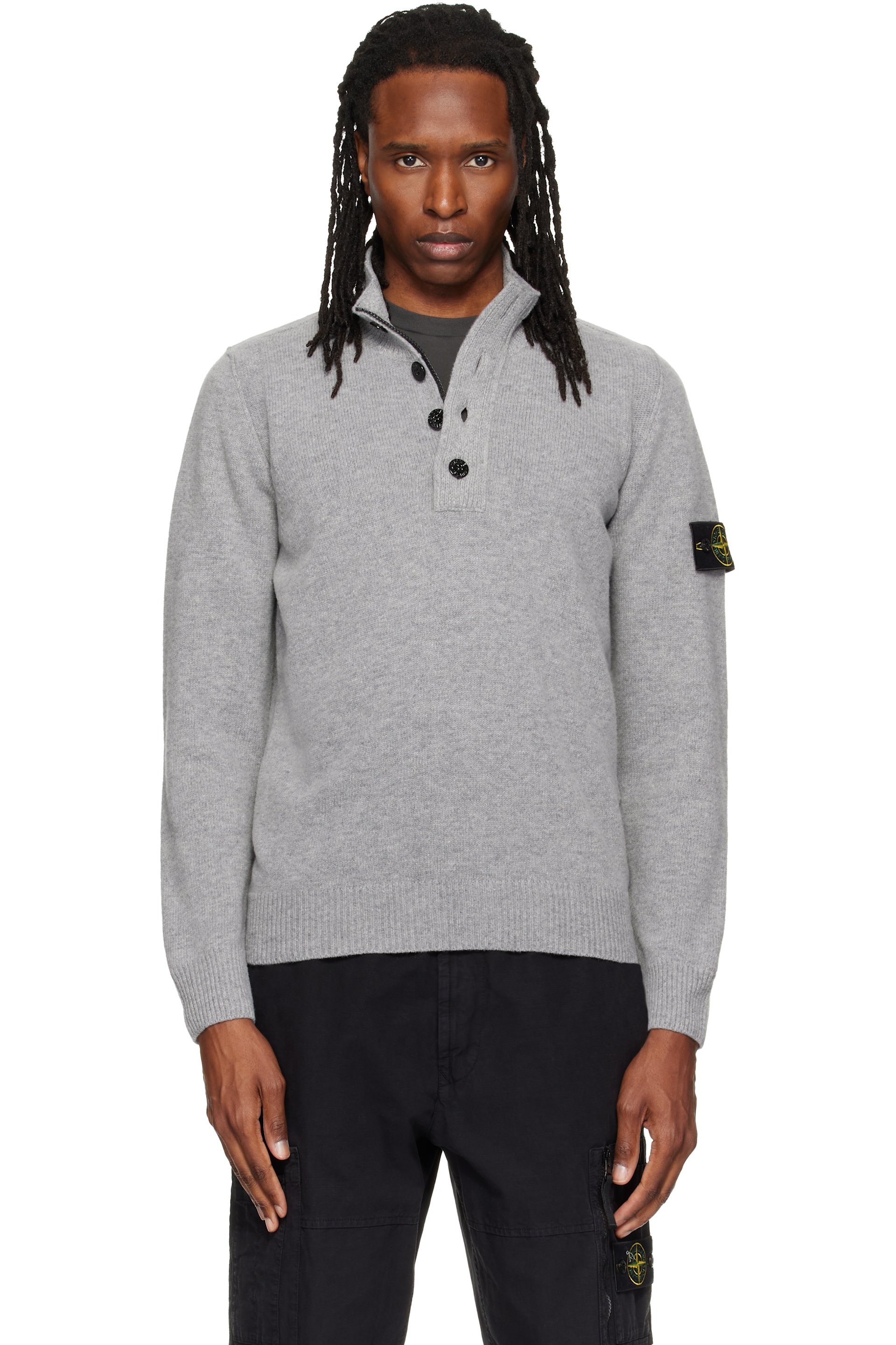 Stone Island - Gray 5100040 Lambswool Polo