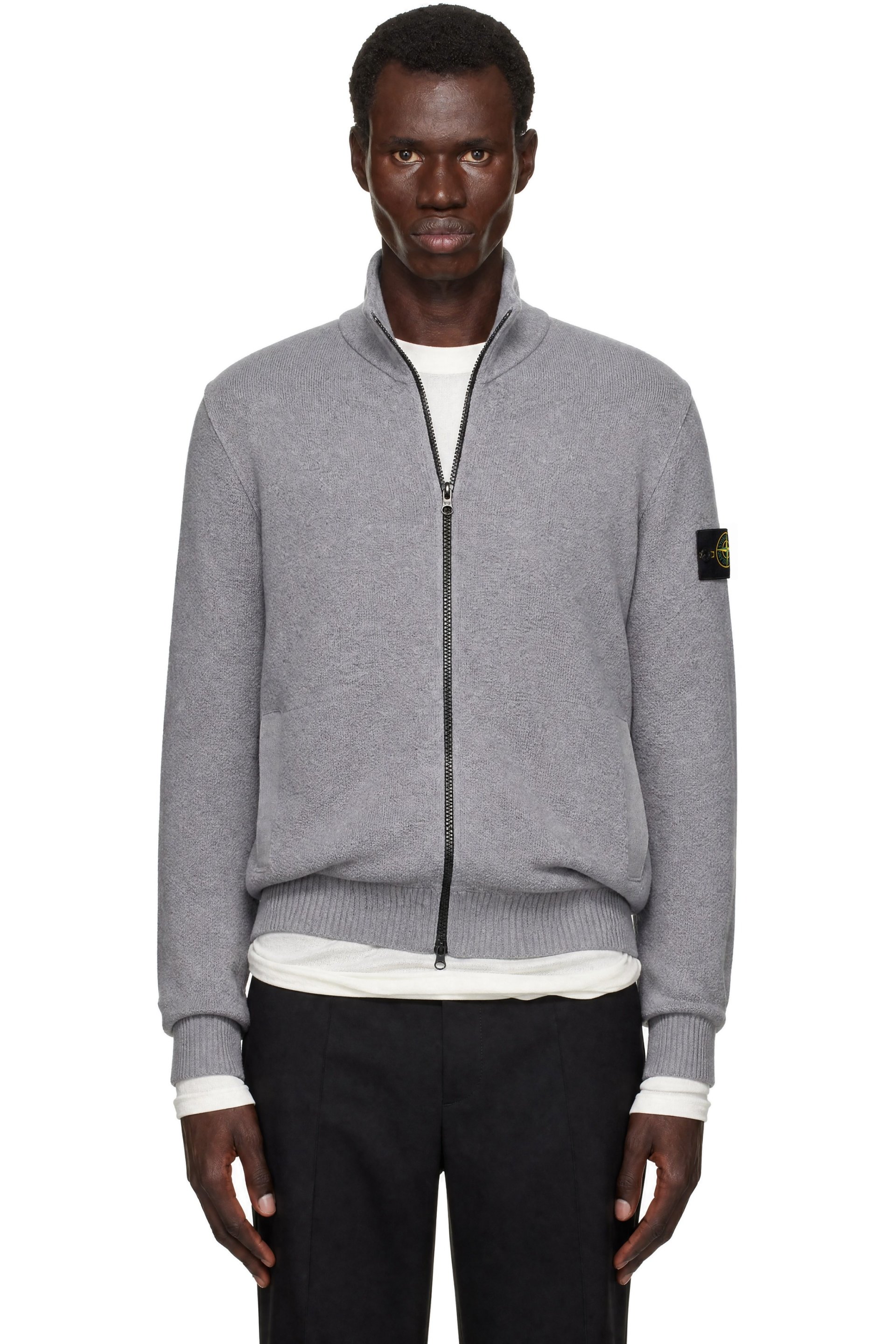 Stone Island - Gray 5100012 Textured Stitch Wool Sweater