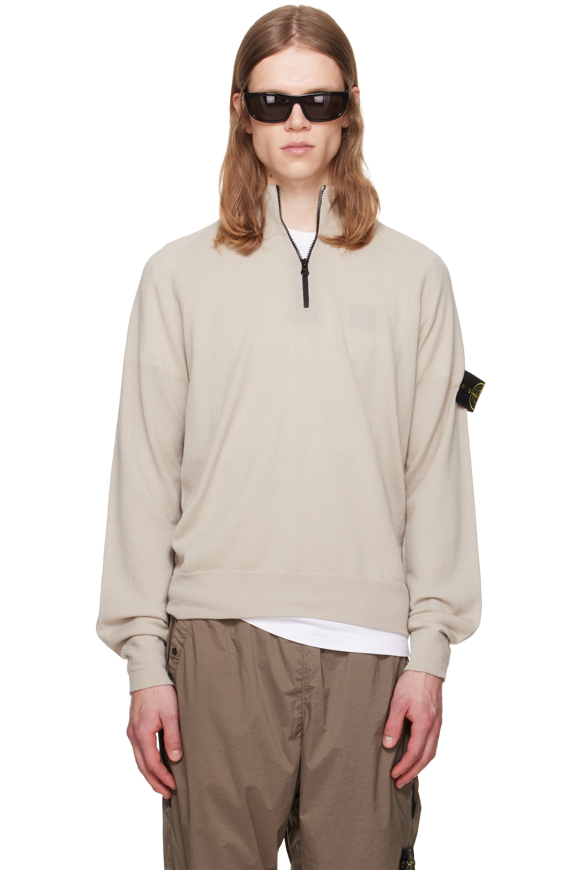 Stone Island - Beige 5100008 RWS Wool Polo Sweater