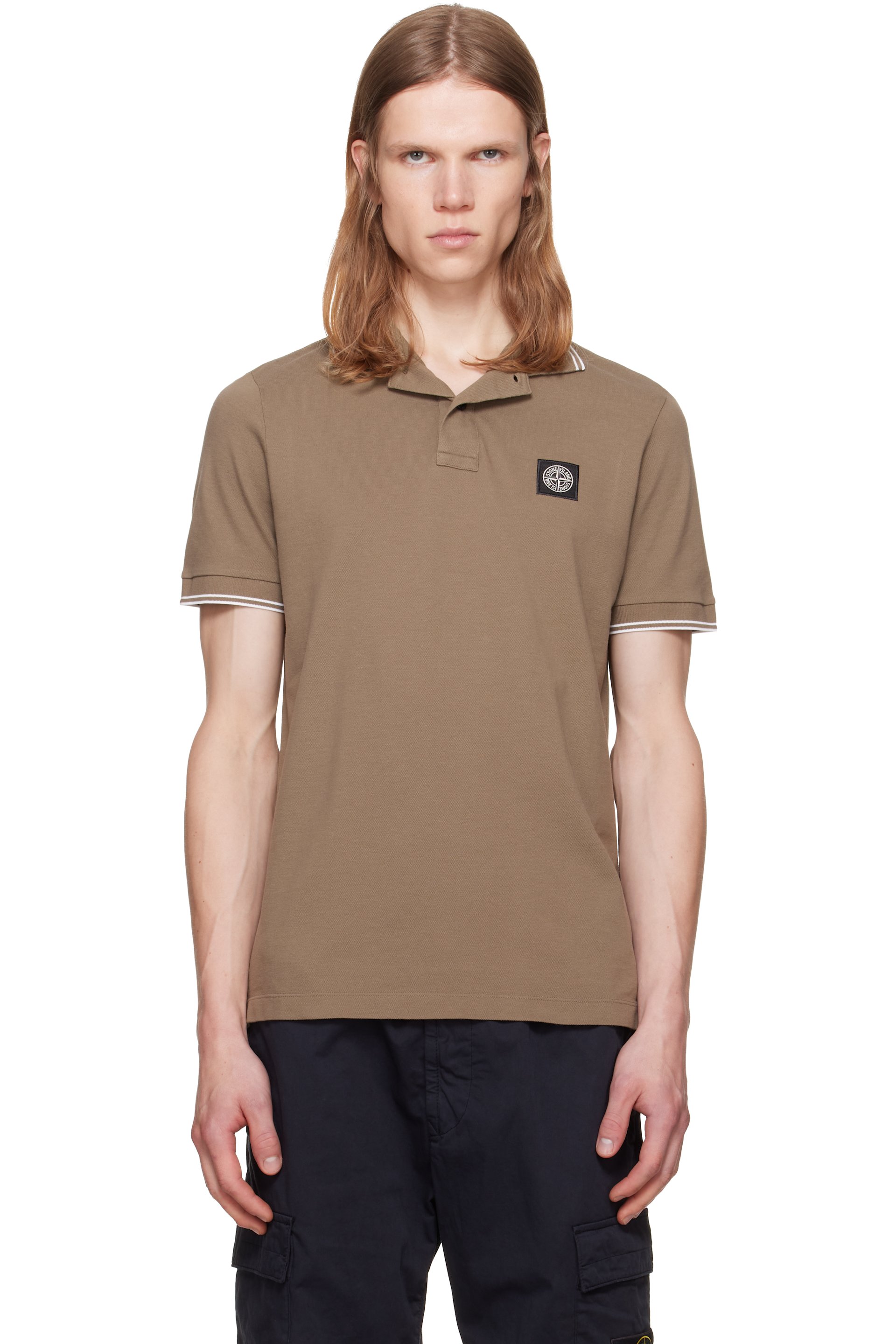 Stone Island - Khaki 2200010 Organic Cotton Piqué Polo