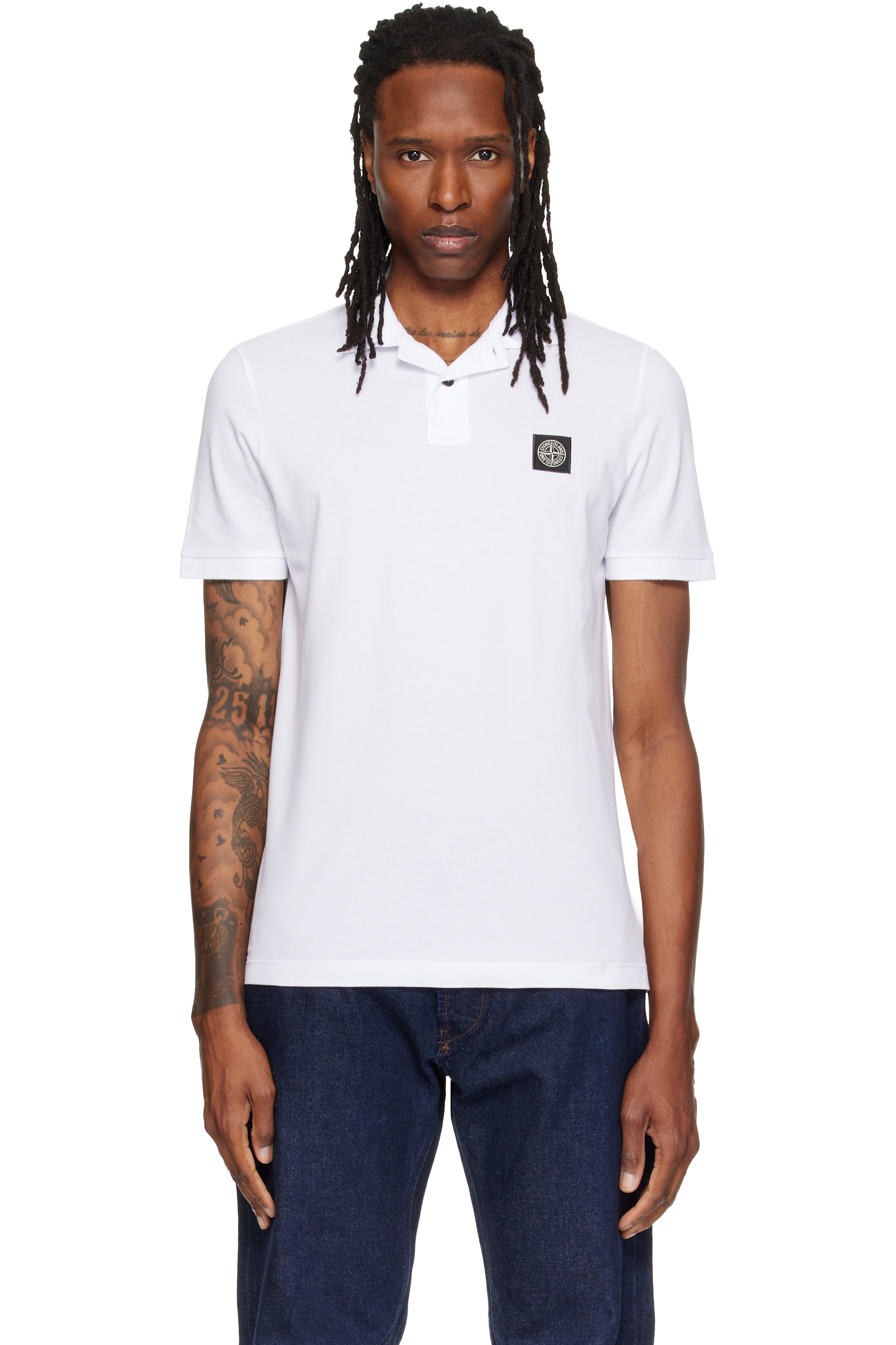 Stone Island - White 2200008 Organic Cotton Piqué Polo