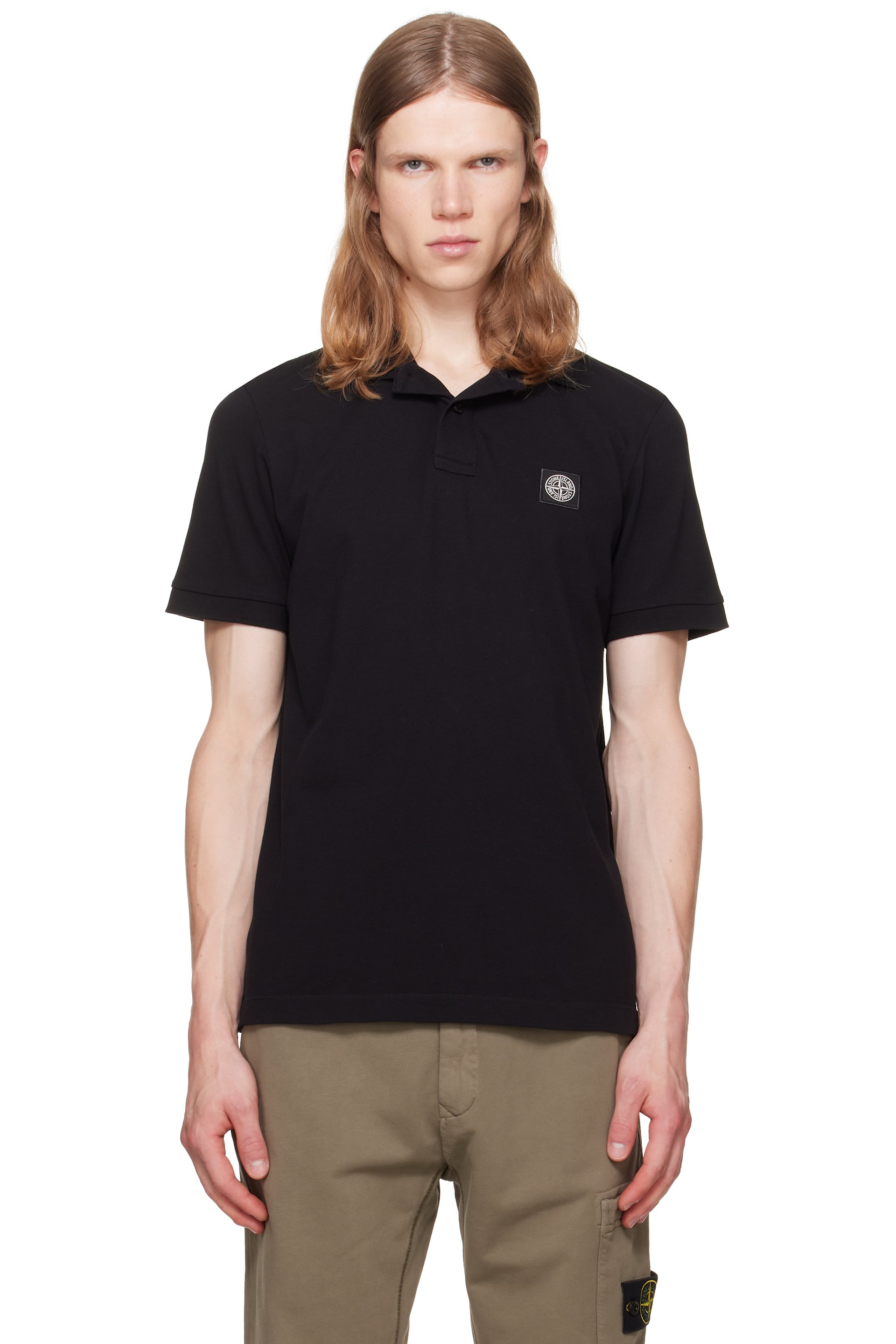 Stone Island - Black 2200008 Organic Cotton Piqué Stretch Polo