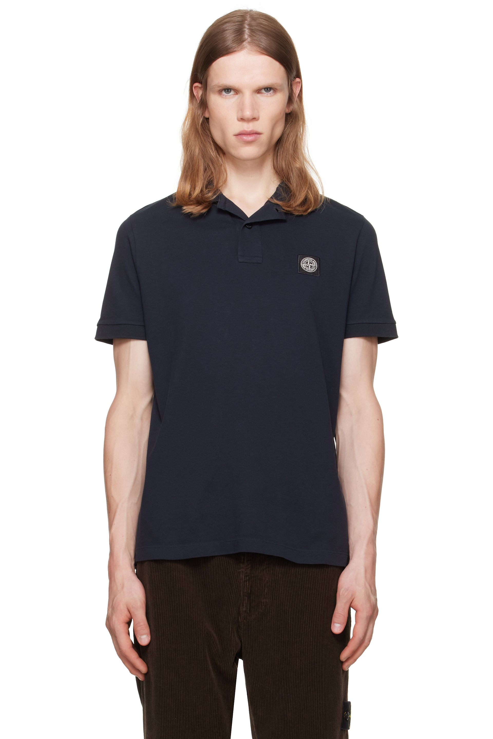 Stone Island - Navy 2200008 Organic Cotton Piqué Stretch Polo
