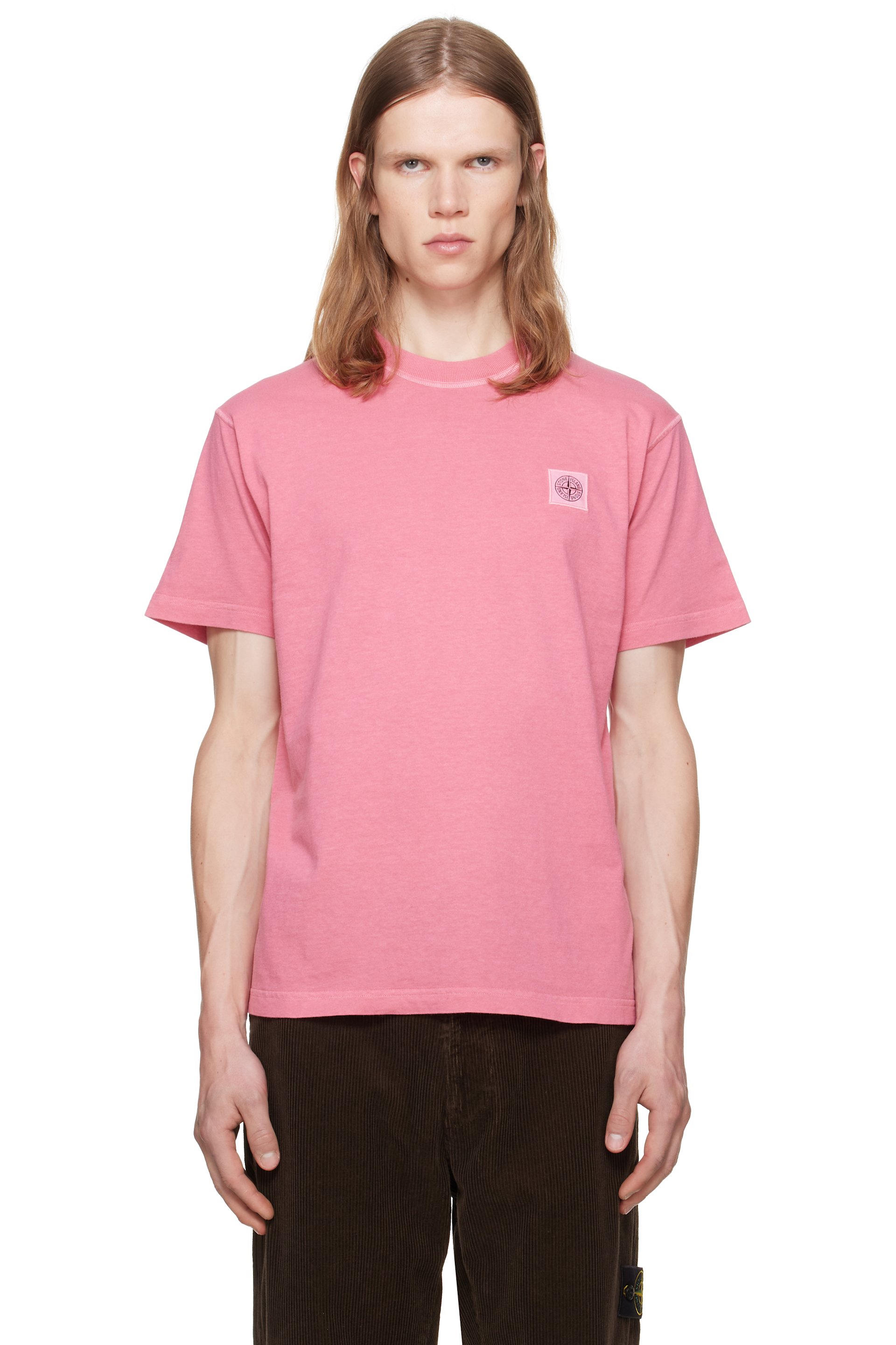 Stone Island - Pink 2100026 Organic Cotton Jersey 'Fissato' T-shirt