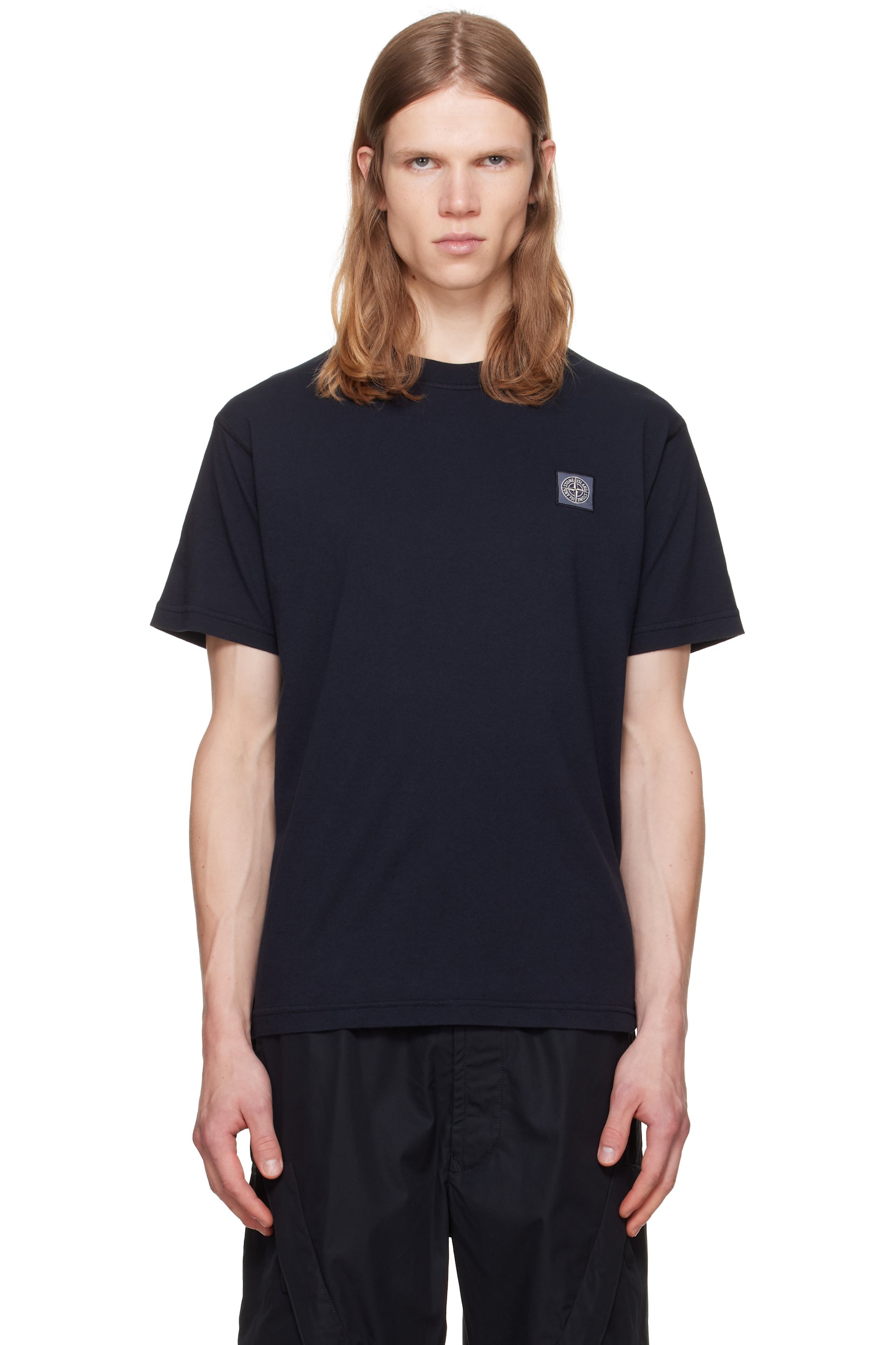 Stone Island - Navy 2100026 Organic Cotton 'Fiassato' T-shirt