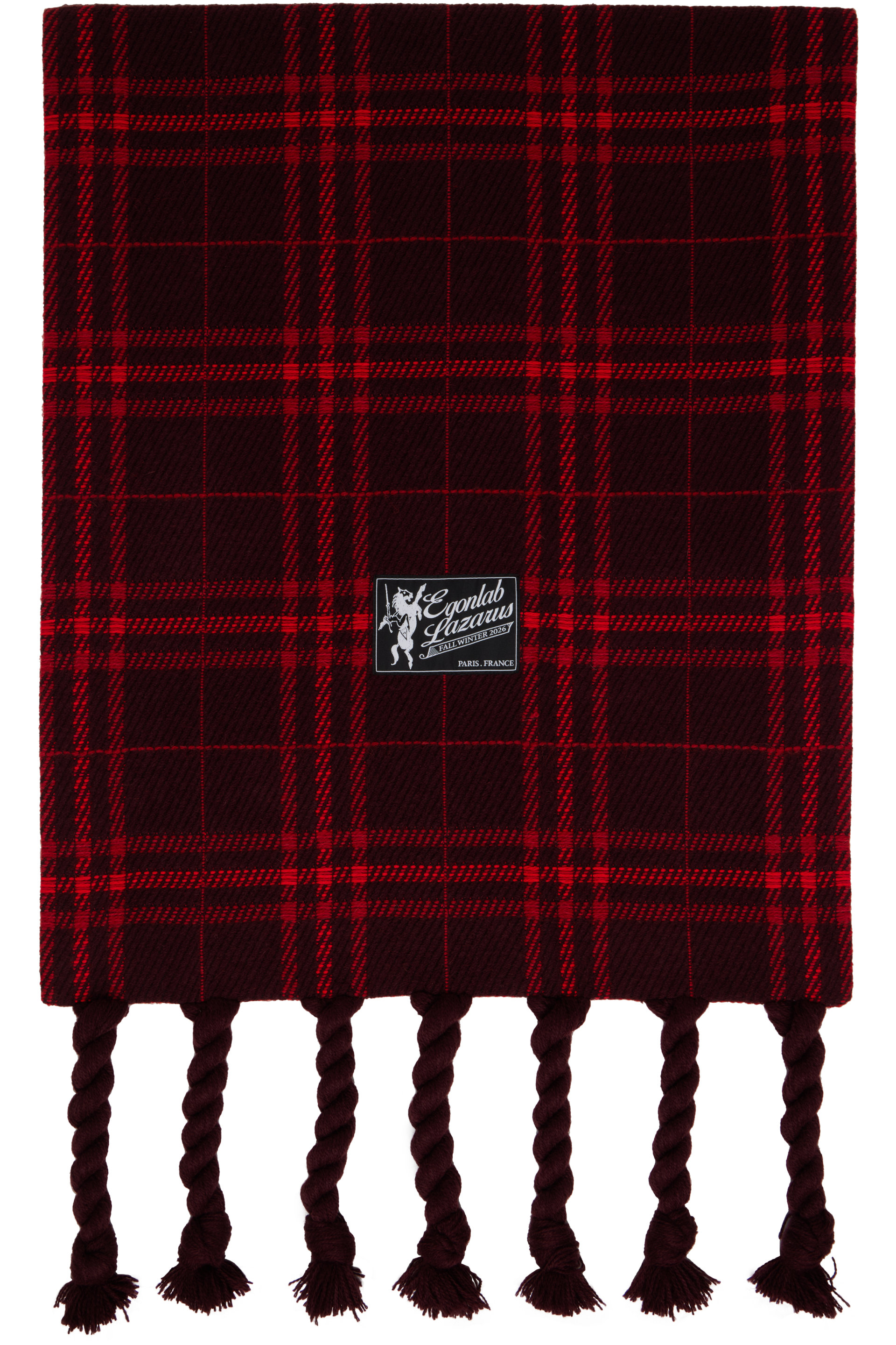 EGONlab - Red & Burgundy Fringed Scarf