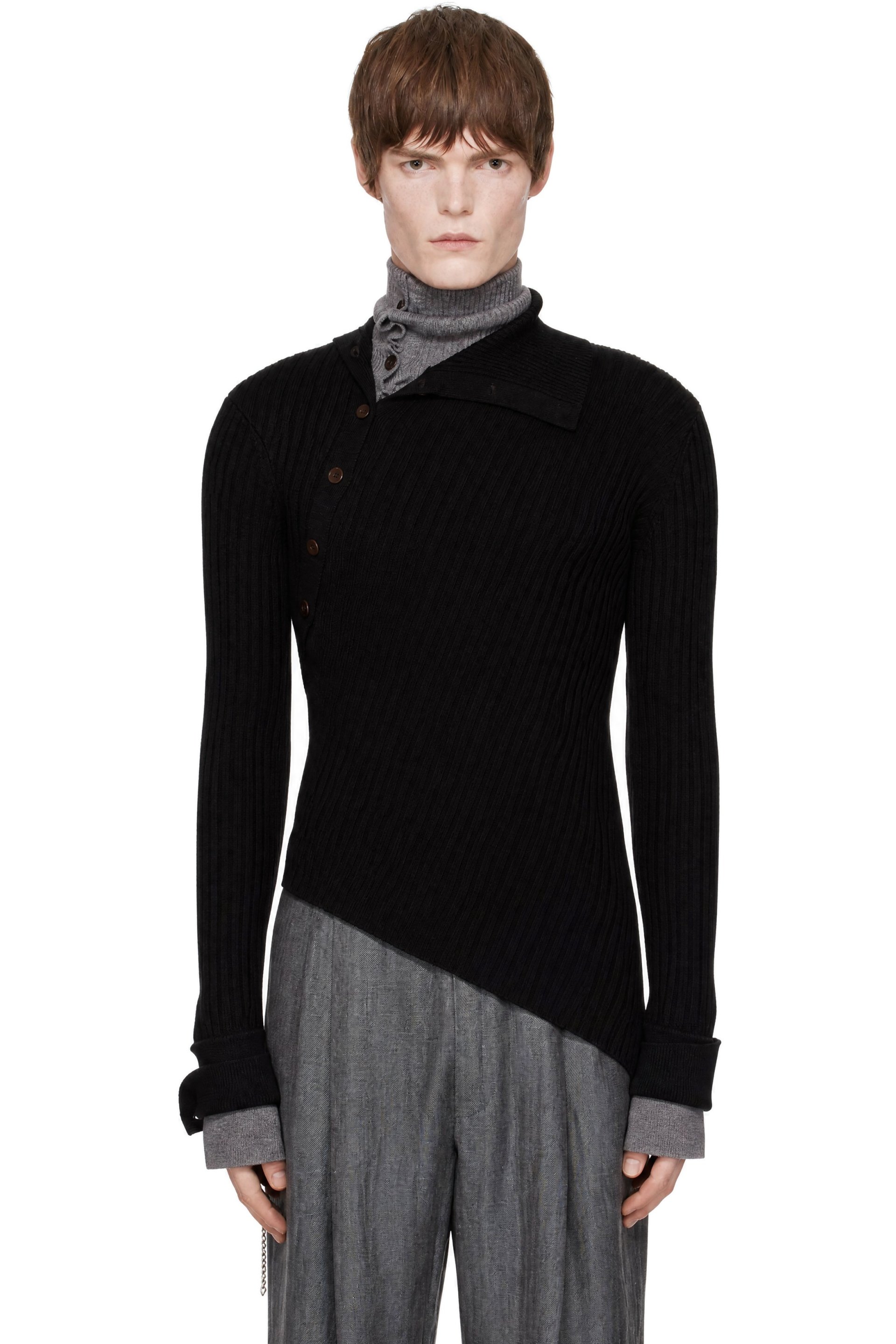 EGONlab - Black & Gray Asymmetriecal Turtleneck