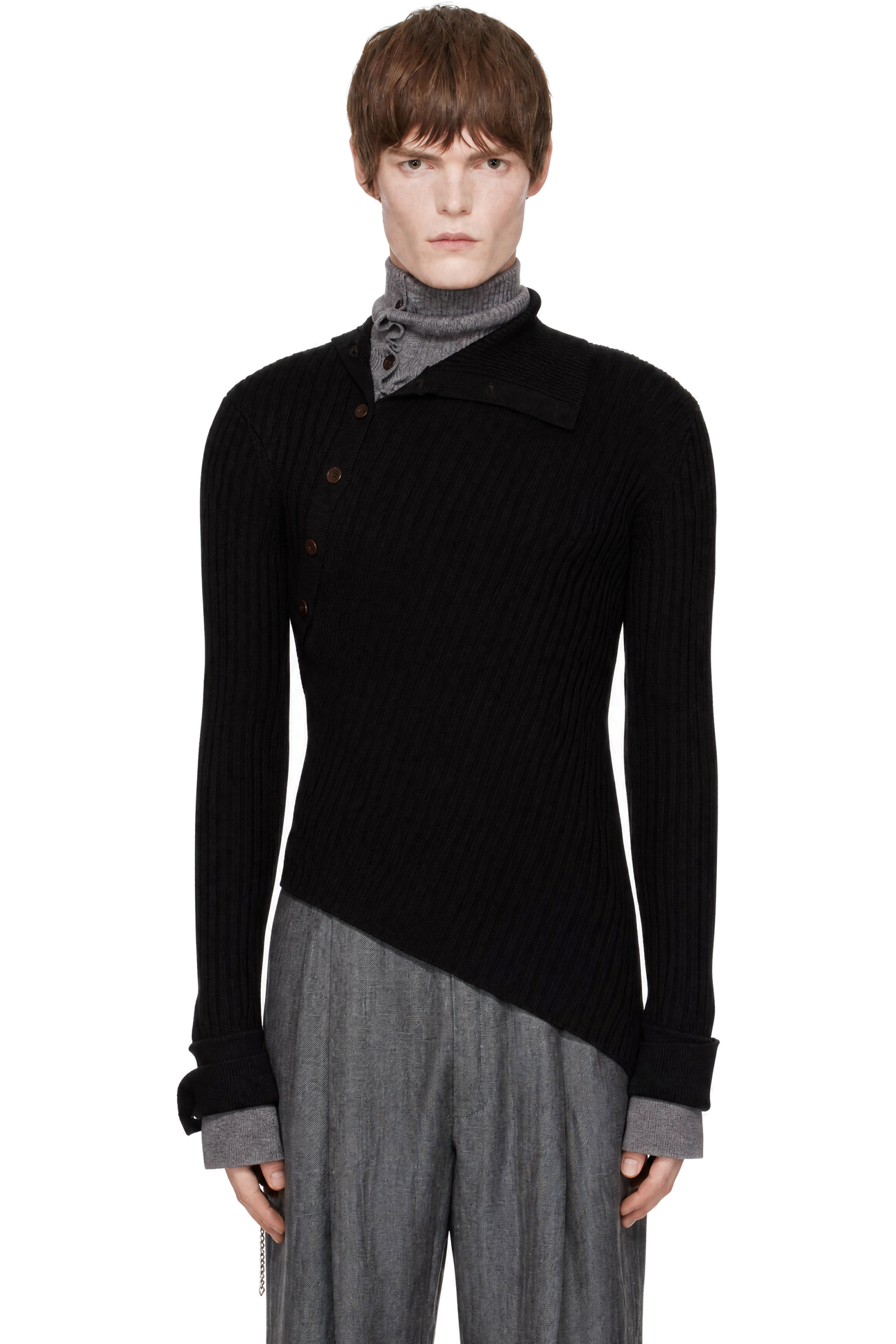 EGONlab - Black & Gray Asymmetriecal Turtleneck