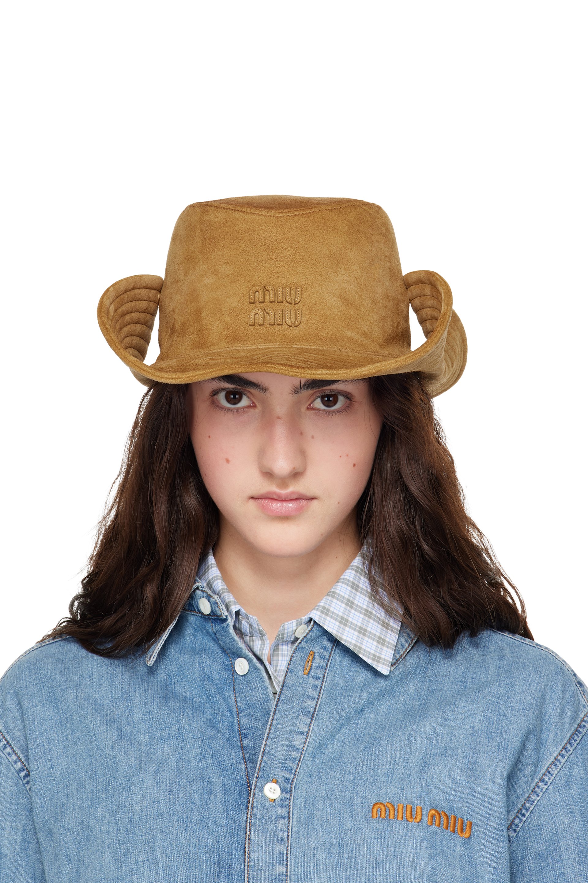 Miu Miu - Chapeau de cowboy brun en suède