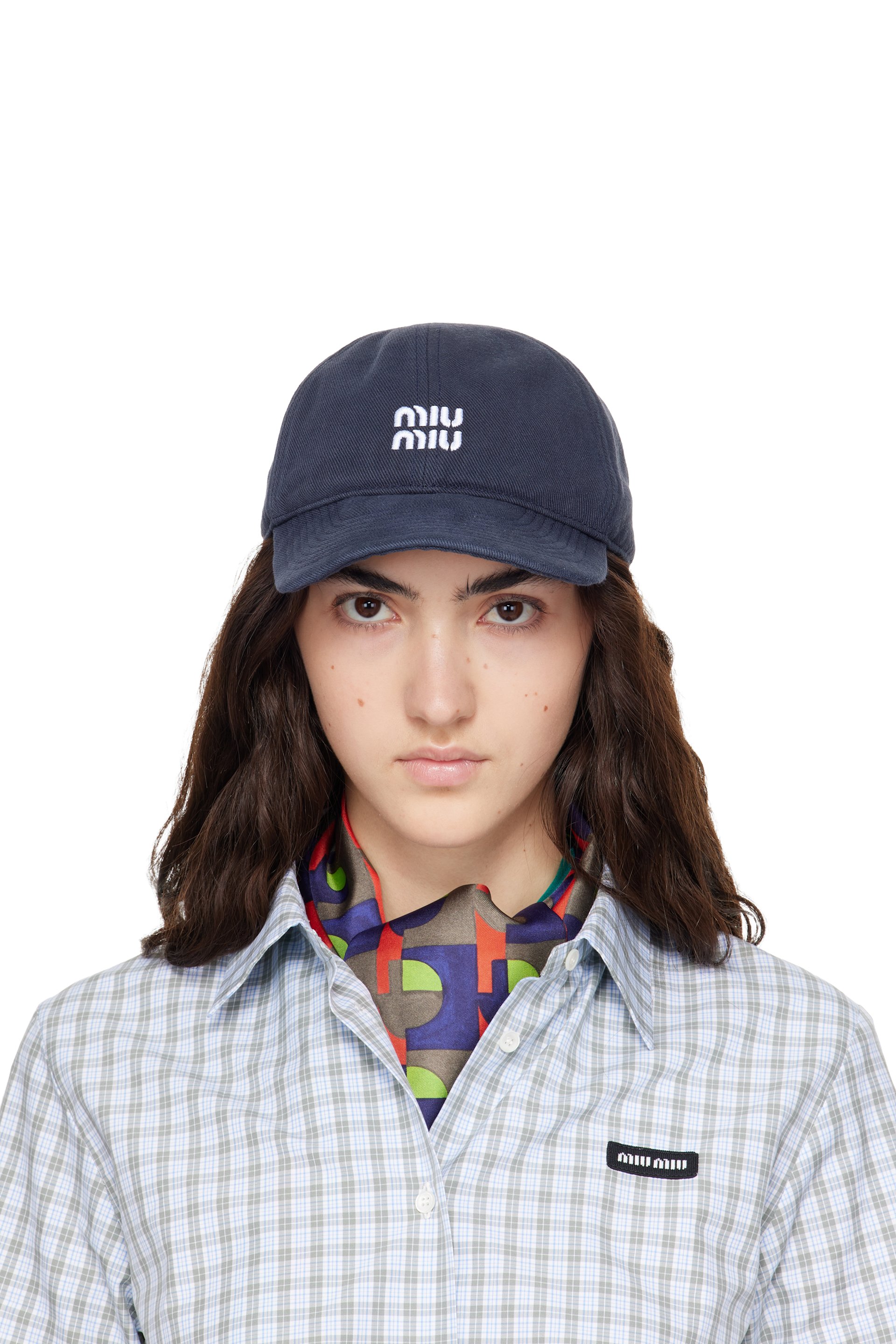 Miu Miu - Casquette de baseball rouge en denim