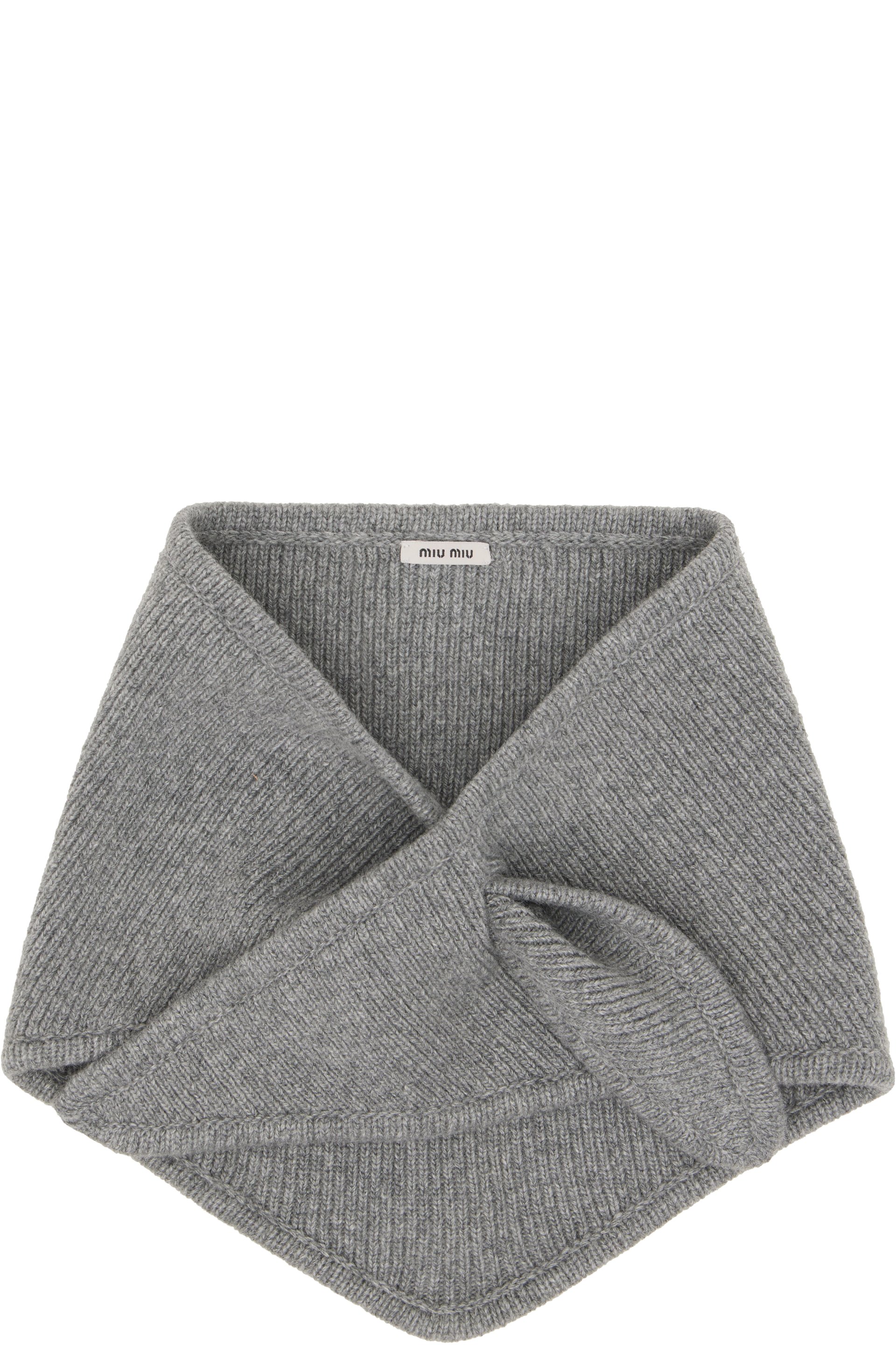 Miu Miu - Gray Triangle Cashmere Wool Scarf