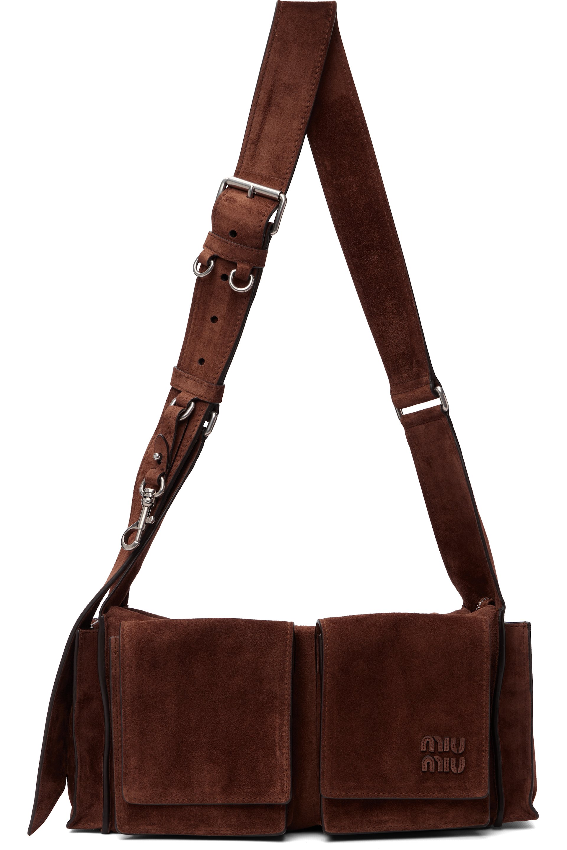 Miu Miu - Sac utilitaire brun en suède à poches