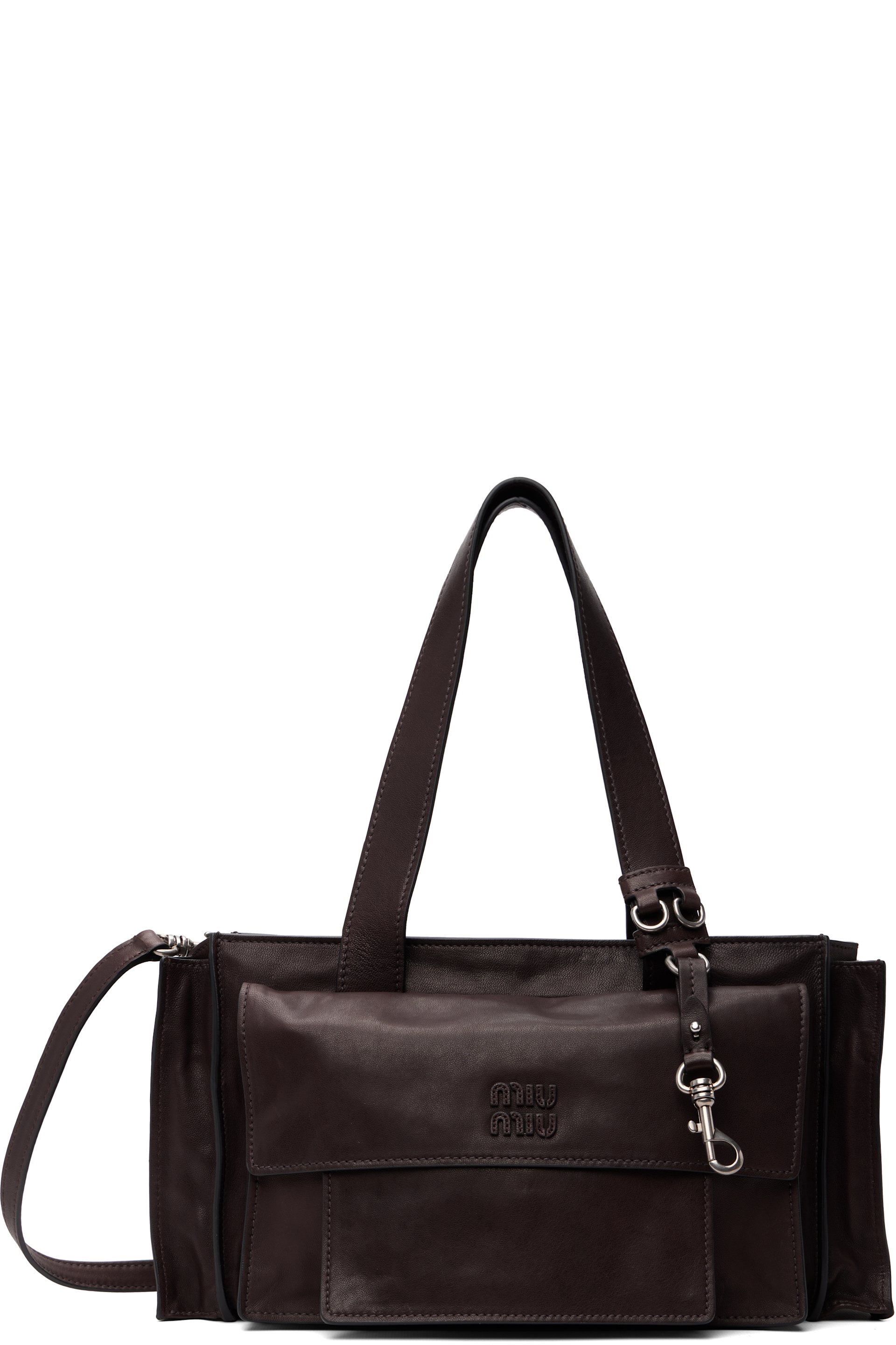 Miu Miu - Sac utilitaire brun en cuir nappa