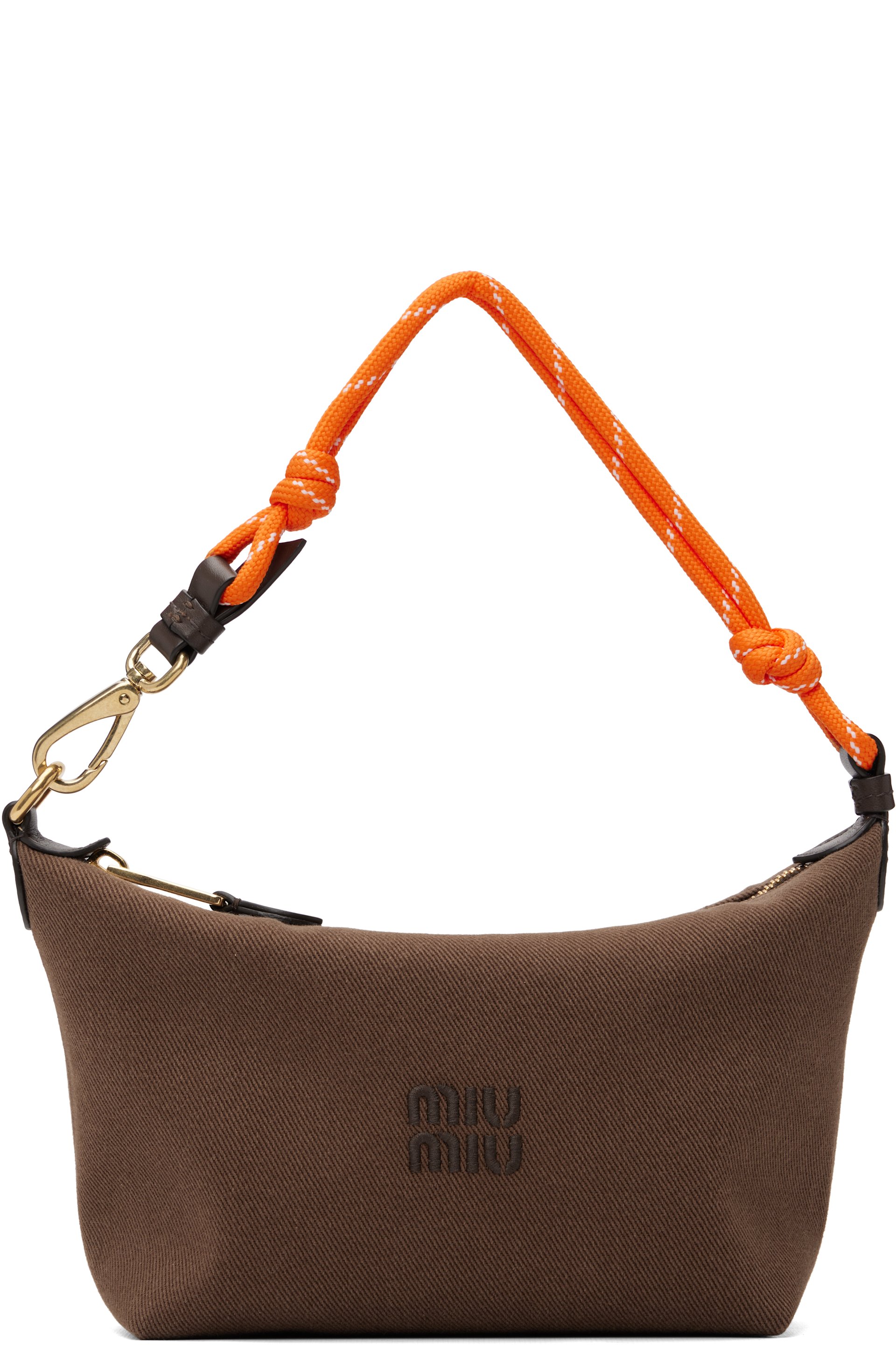 Miu Miu - Pochette brune en gabardine