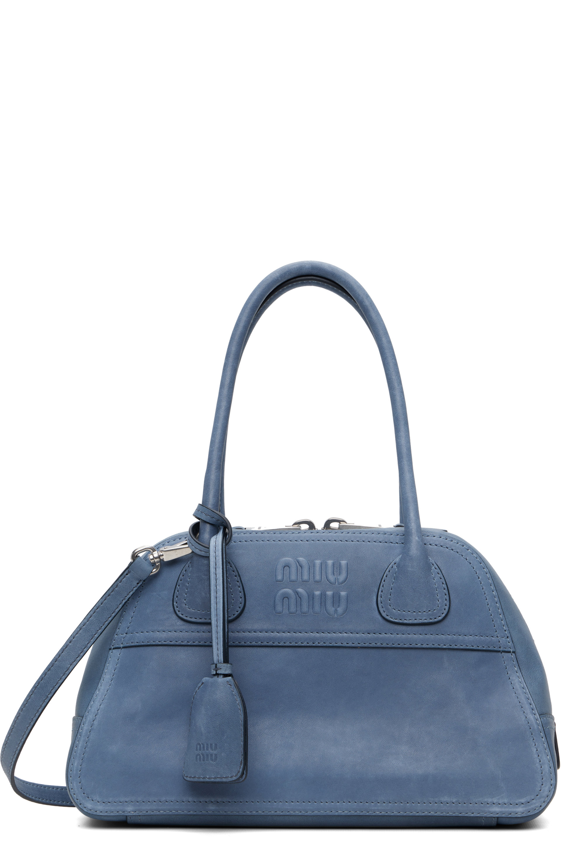 Miu Miu - Blue Vivant Small Nappa Aviator Bag