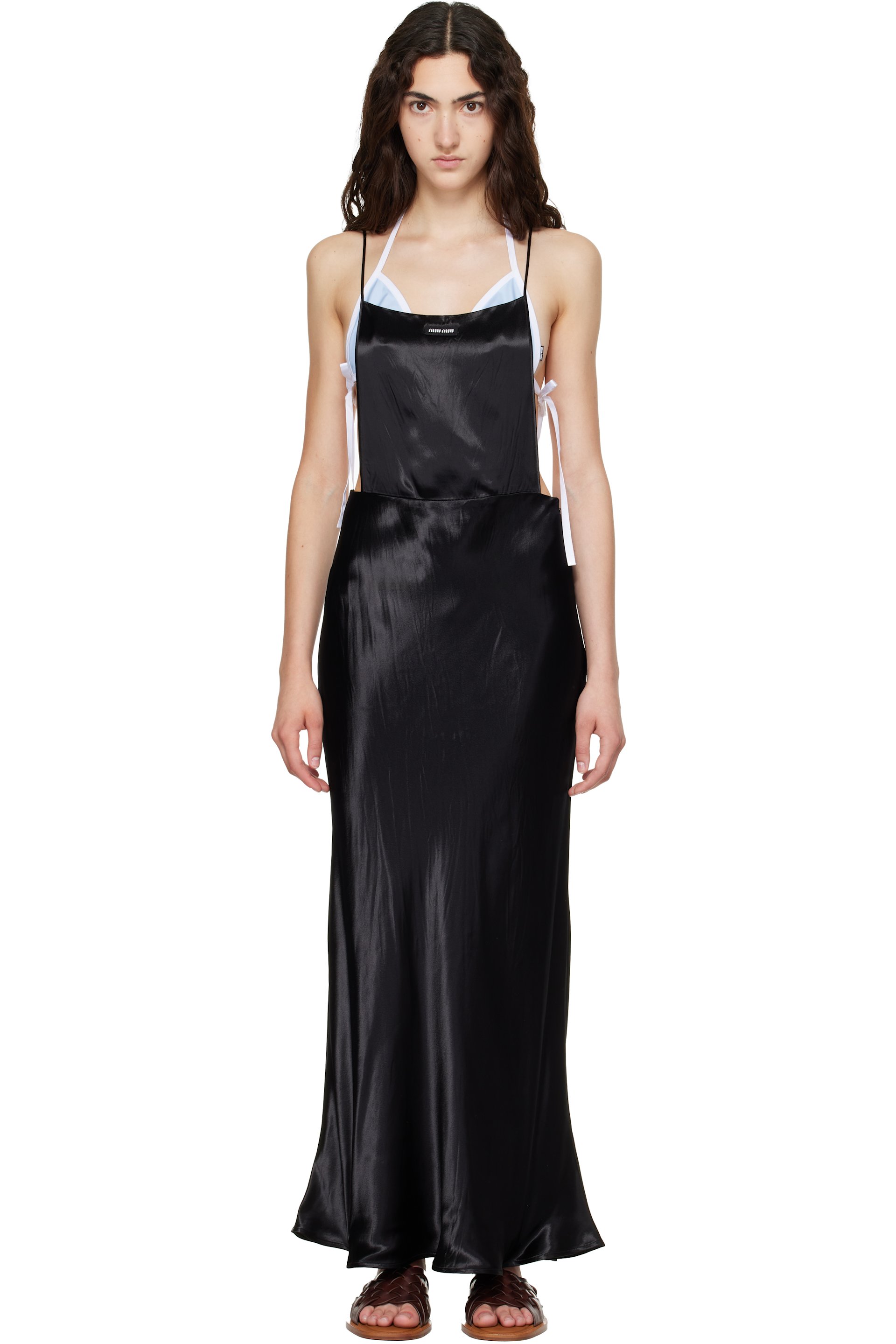 Miu Miu - Black Satin Midi Dress