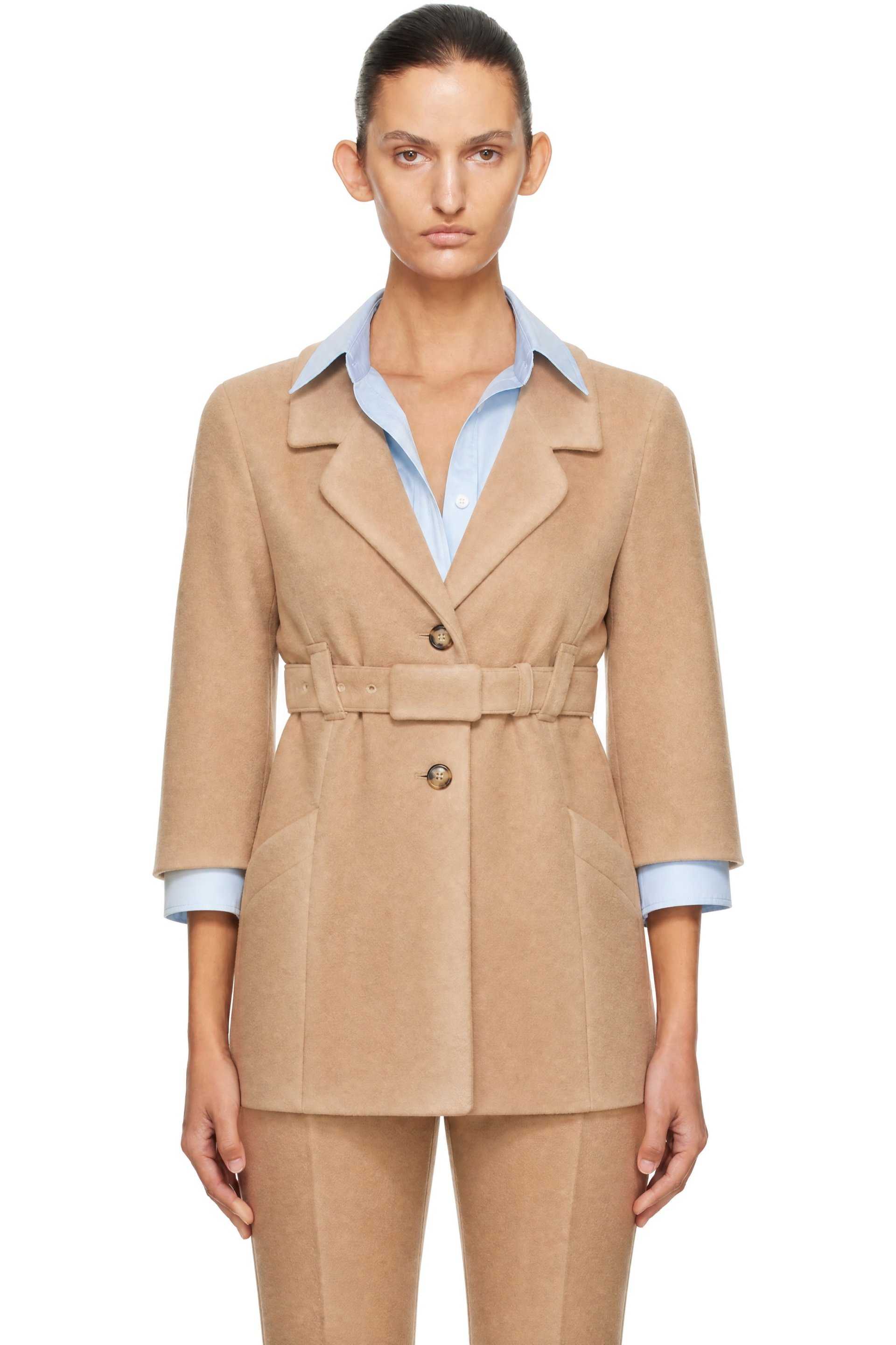 Miu Miu - Veston beige en laine à simple boutonnage
