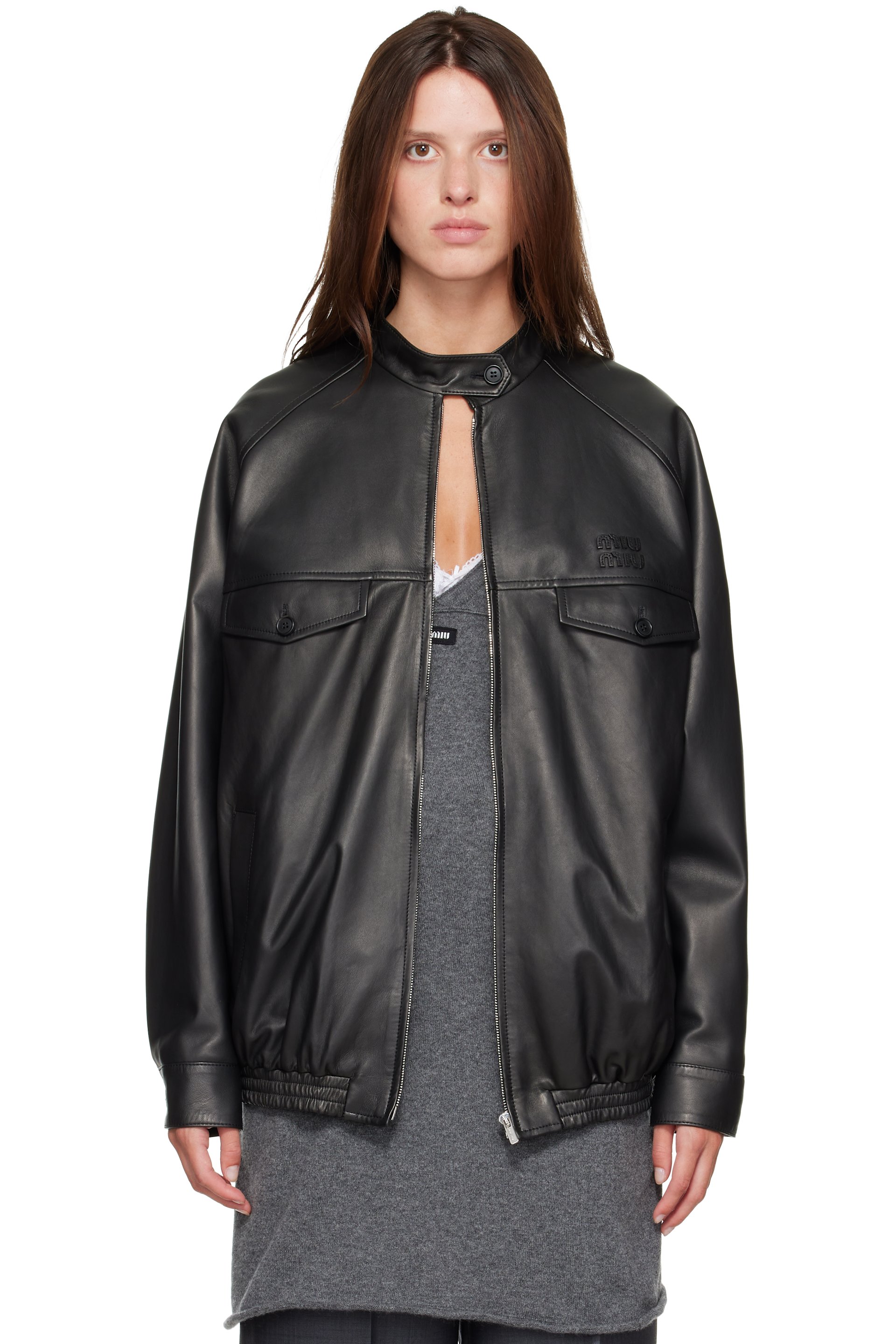 Miu Miu - Black Nappa Leather Jacket