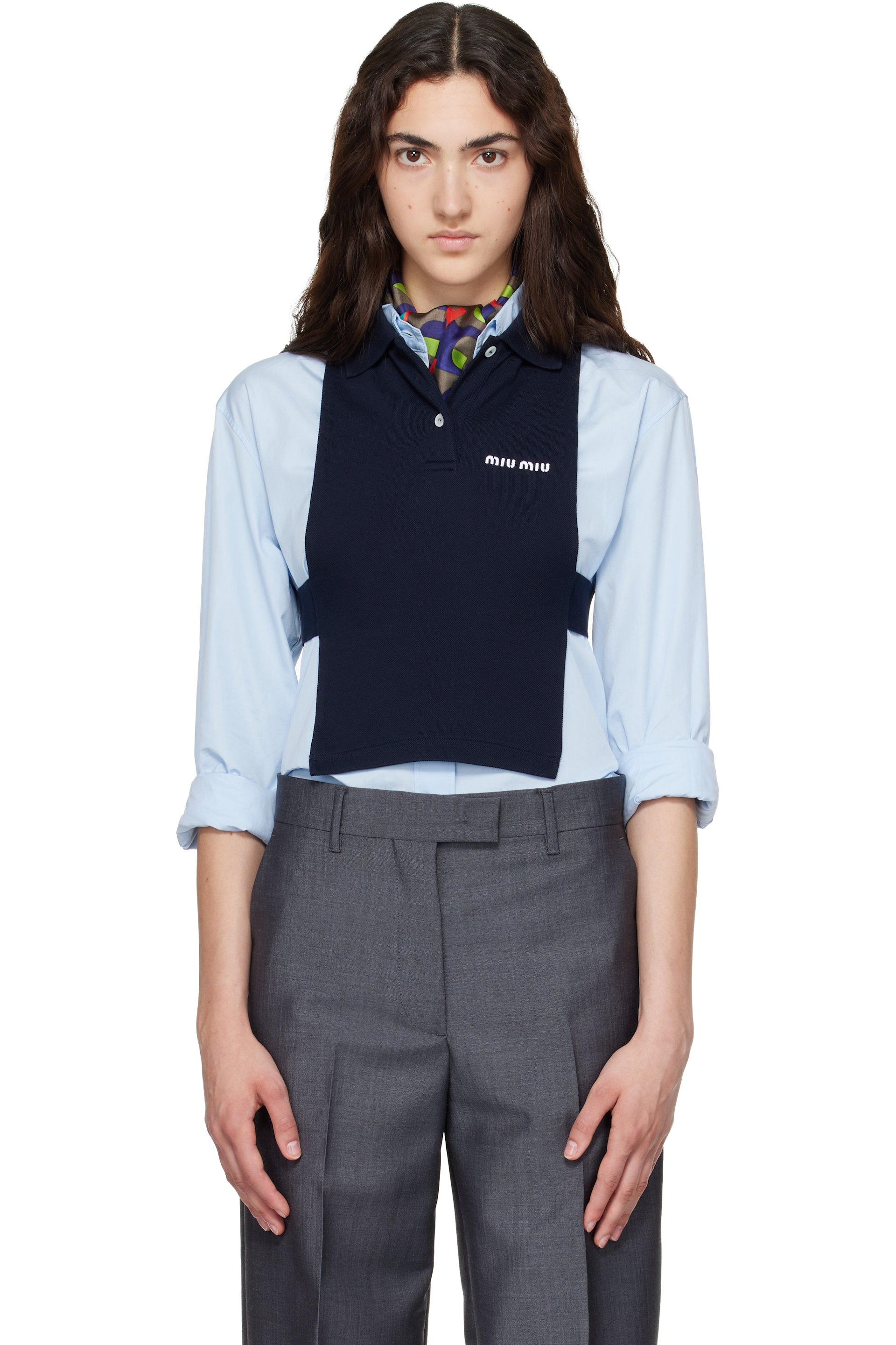 Miu Miu - Navy Piqué Polo Vest