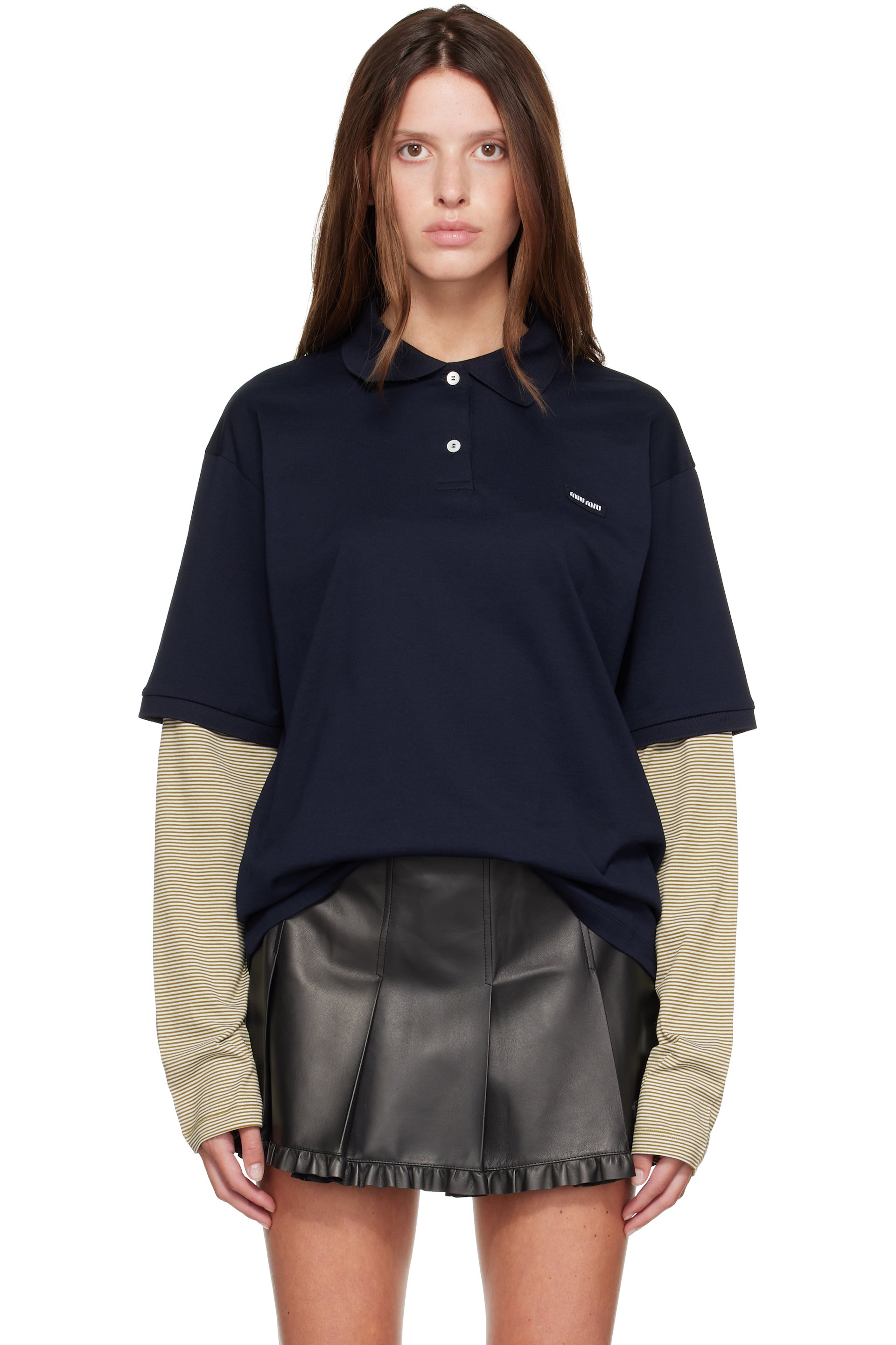 Miu Miu - Navy & Khaki Jersey Polo